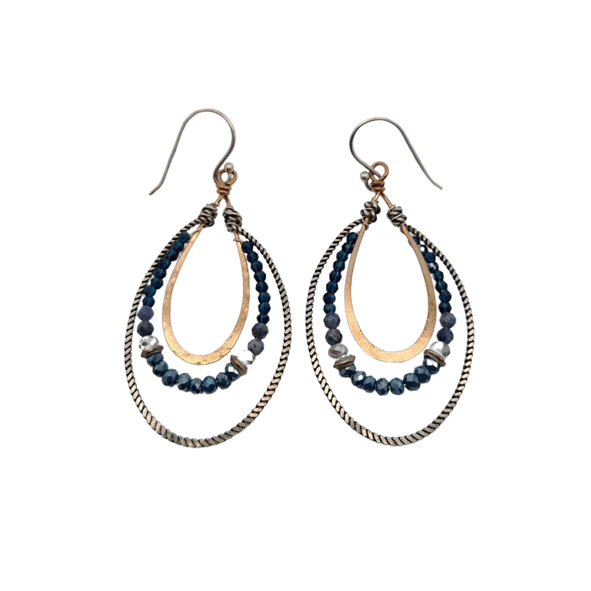 Mixed Metal Earrings with Faceted Beads