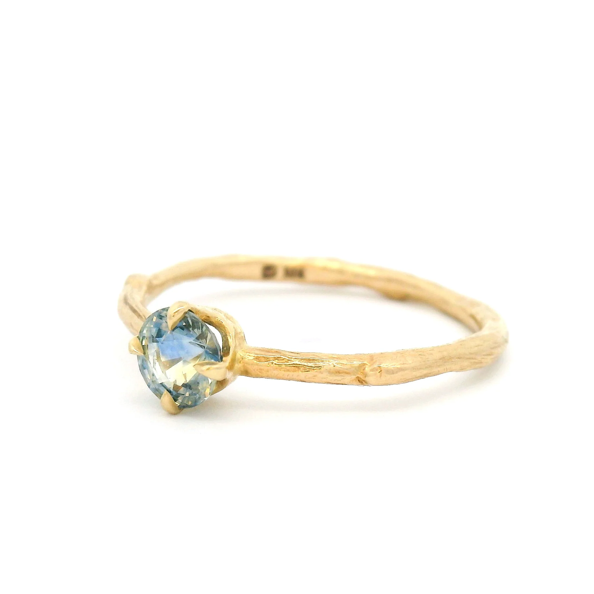 10k Yellow Gold Organic Solitaire with 0.60ct Bluish-Yellow Sapphire - Image 2