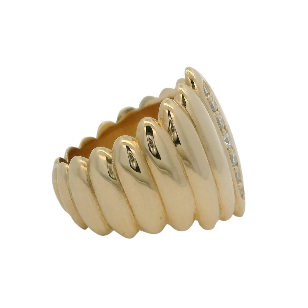 PIGALLE - Modern Wide Gold & Diamond Engagement Ring - Image 5