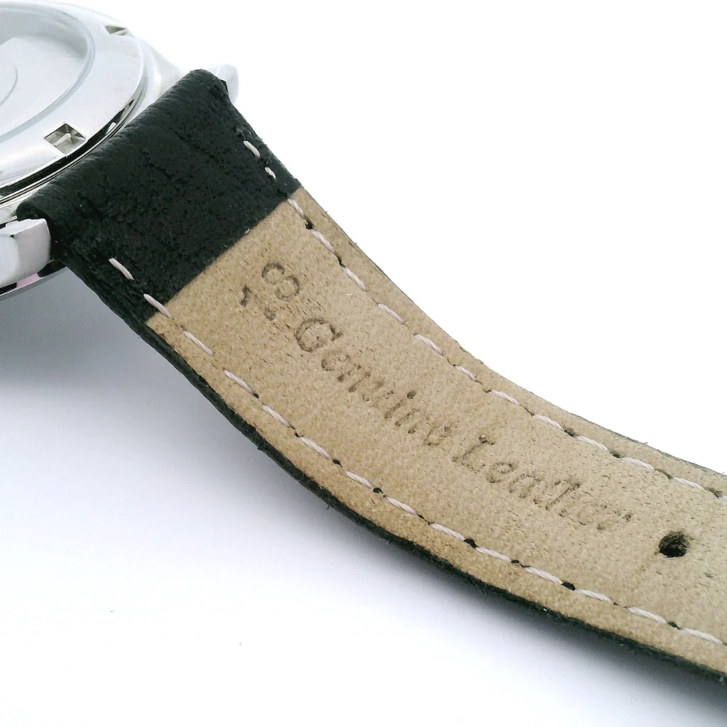Mother of Pearl Automatic Black Leather Watch - Image 6