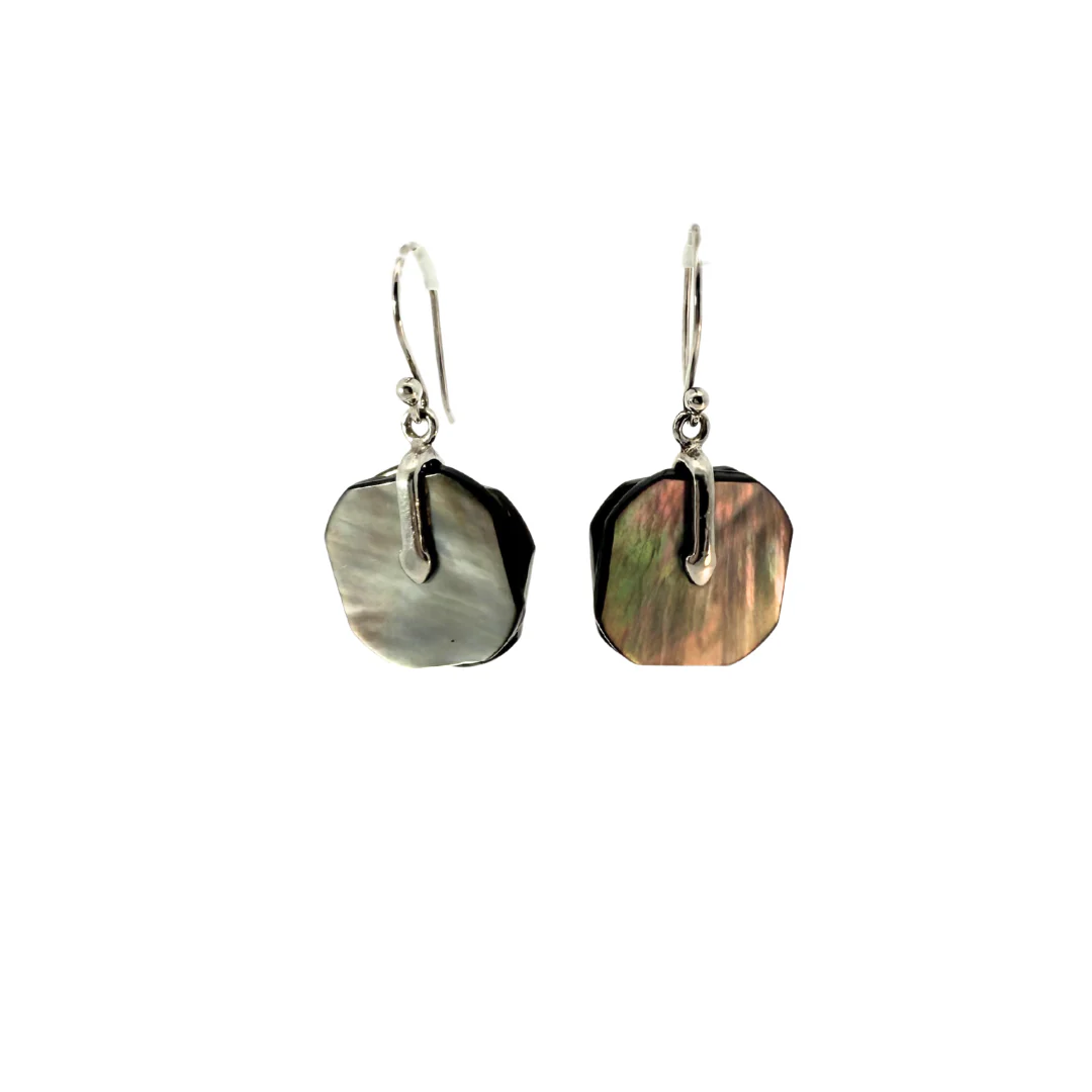 Mother of Pearl Sequin Drop Earrings - Image 3