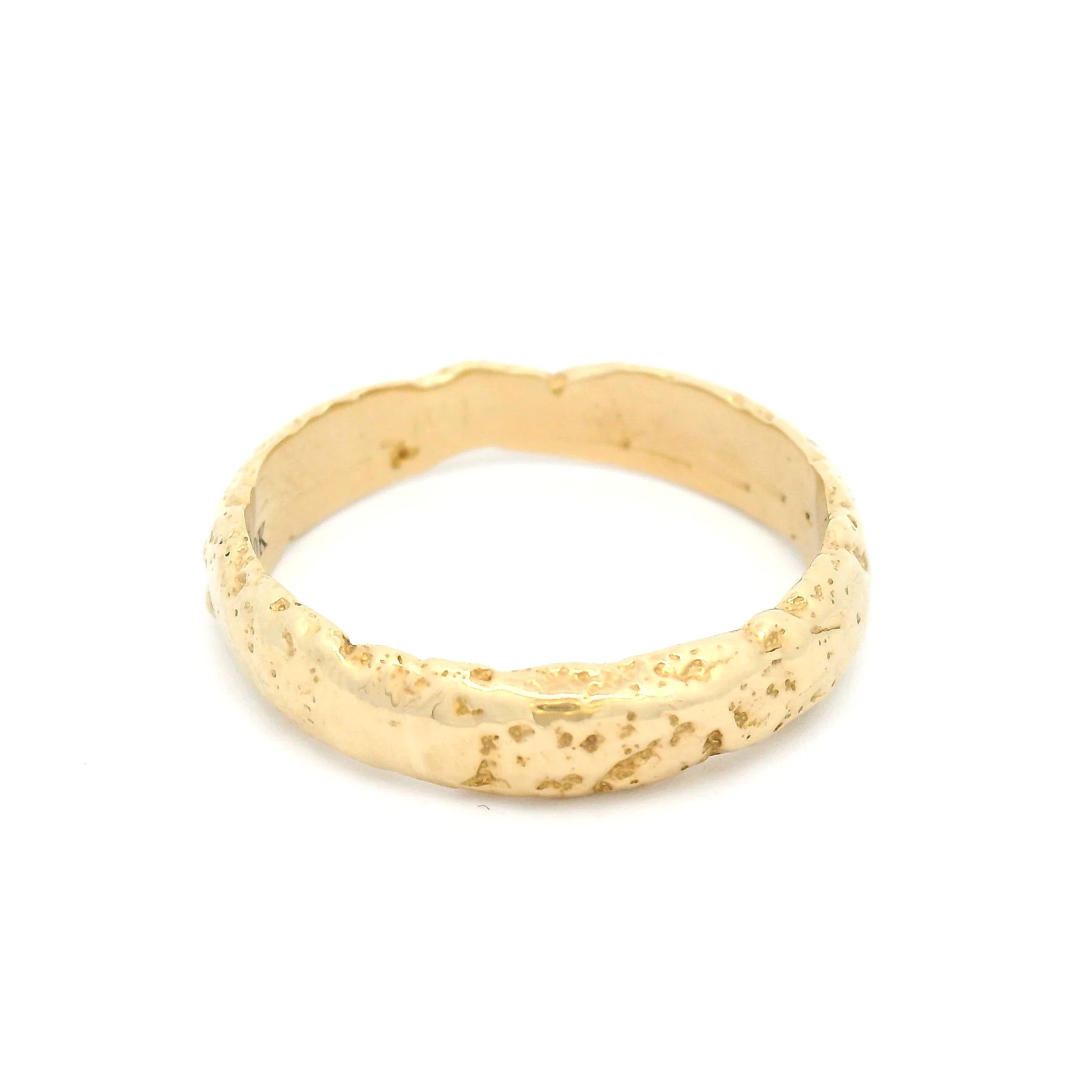 10k Yellow 4.5mm Wide Organic Textured Band - Image 2