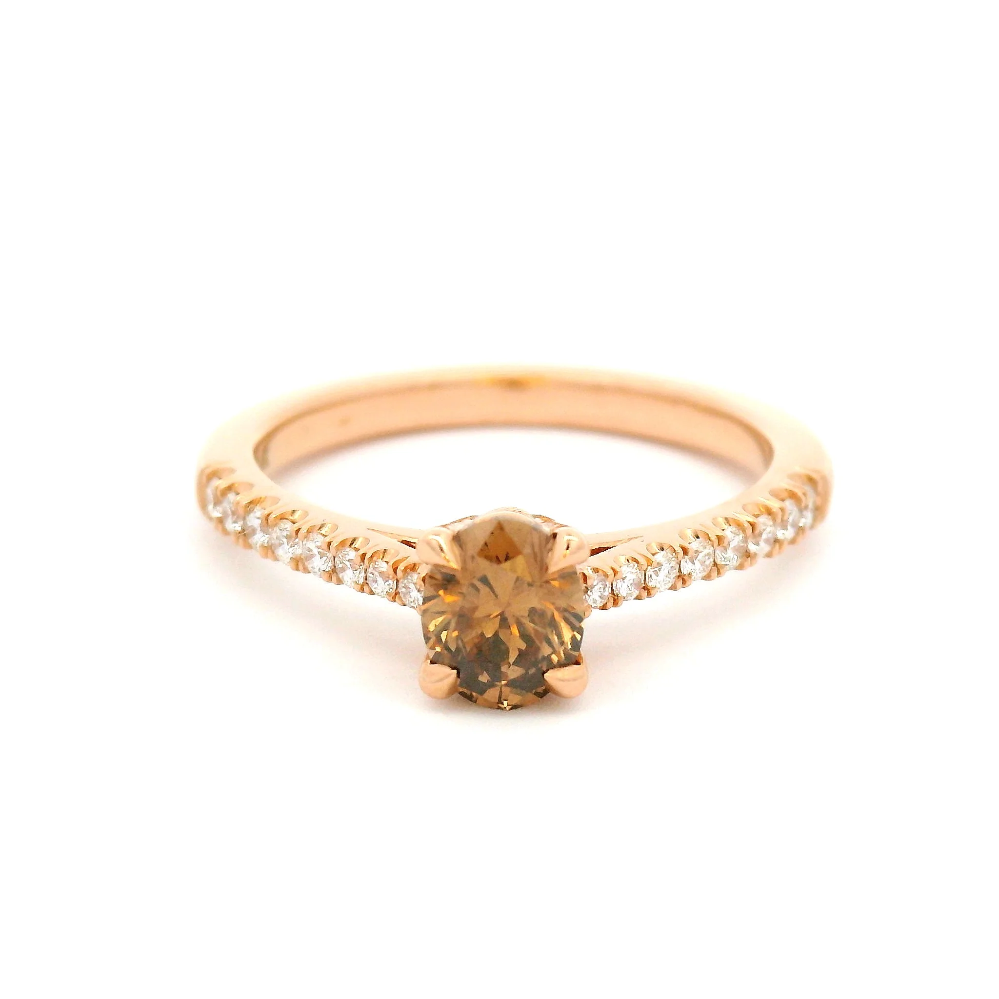 14k Rose Gold 0.52ct Natural Fancy Intense Brown Diamond Engagement Ring