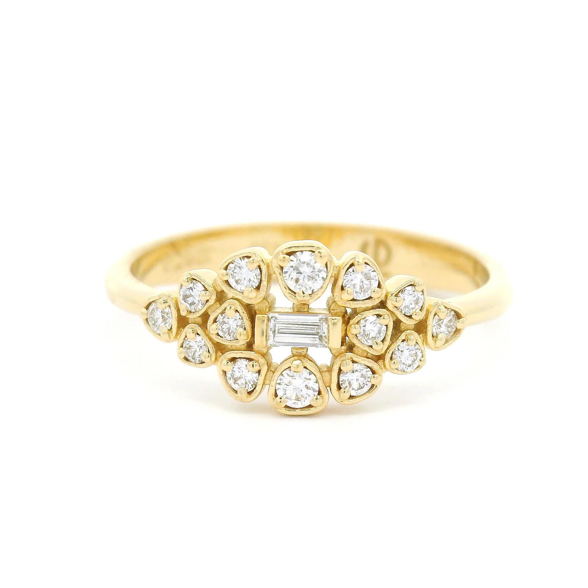 18k Yellow Engagement Ring with 0.26cts Total of White Diamonds