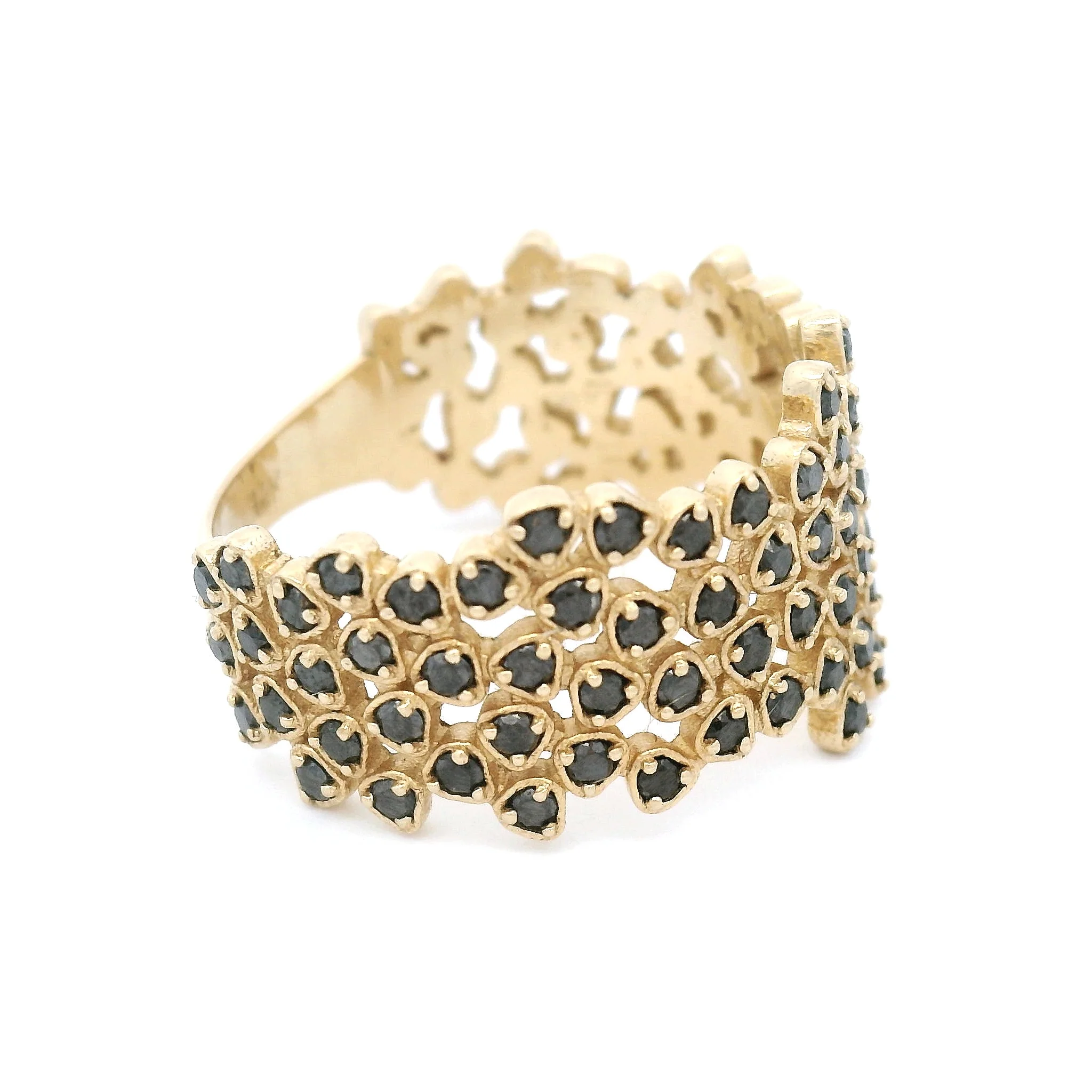 14k Yellow Cluster Band with 0.93cts Black Diamonds - Image 3