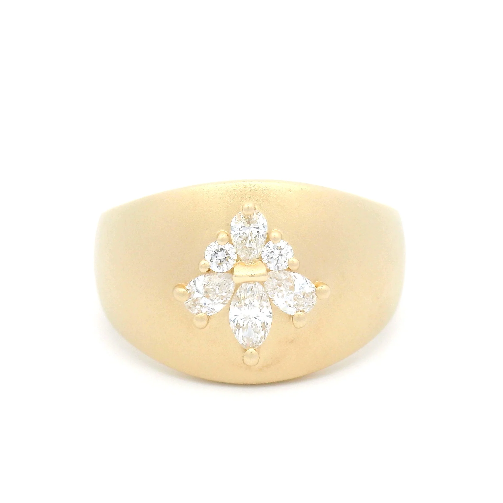 14k Yellow Ring with Multi-Cut Diamond Cluster