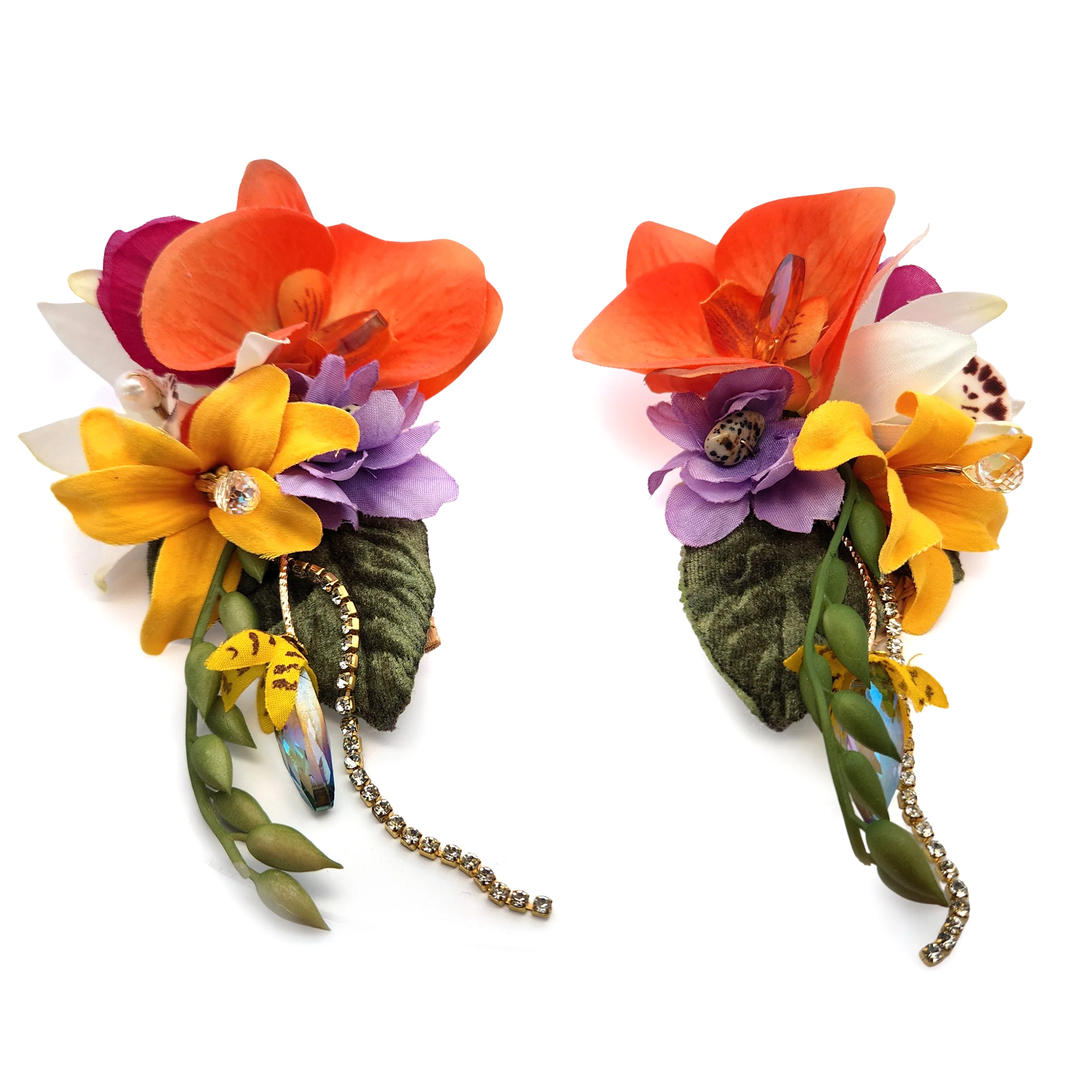 Orange Garden Party Flower Earrings