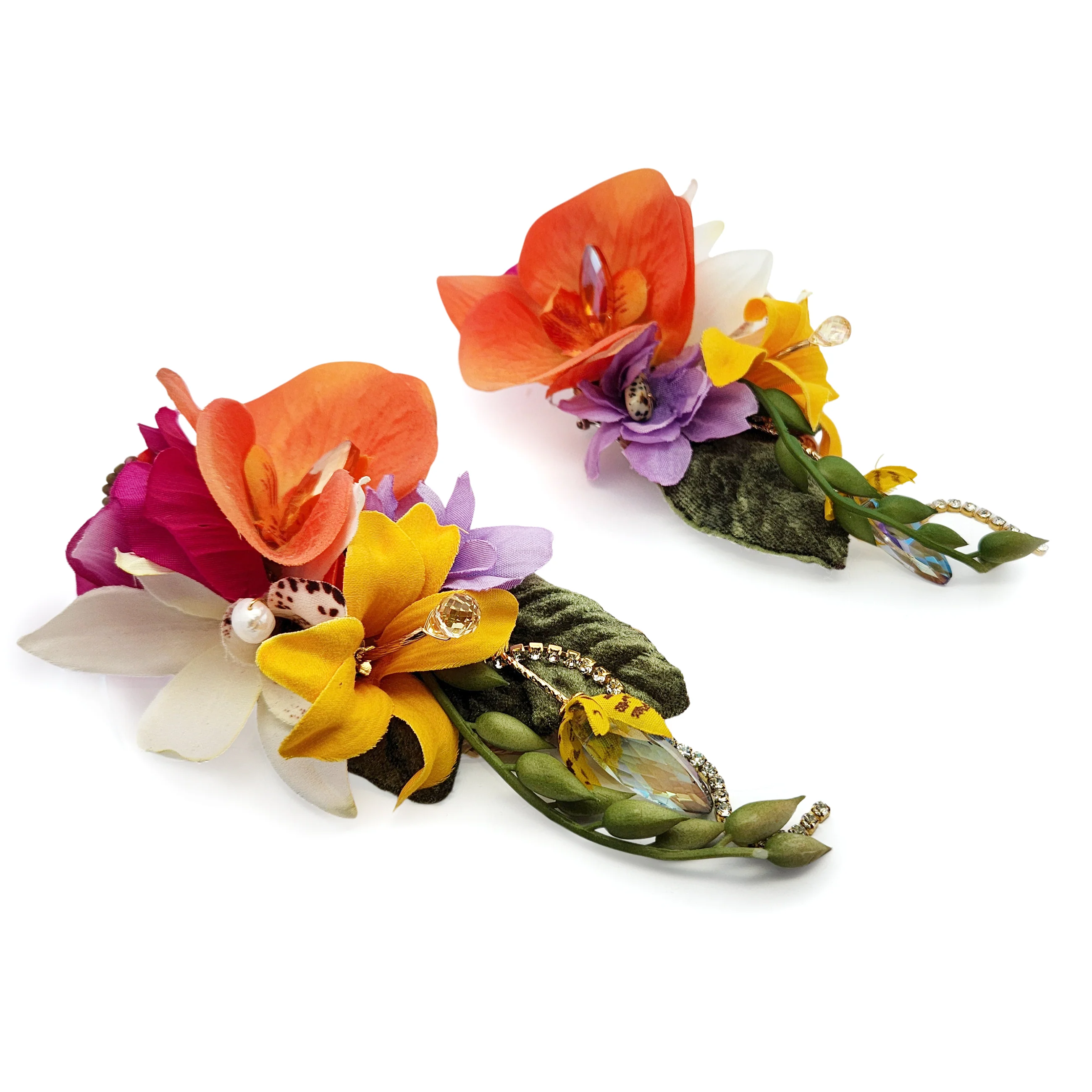 Orange Garden Party Flower Earrings - Image 2
