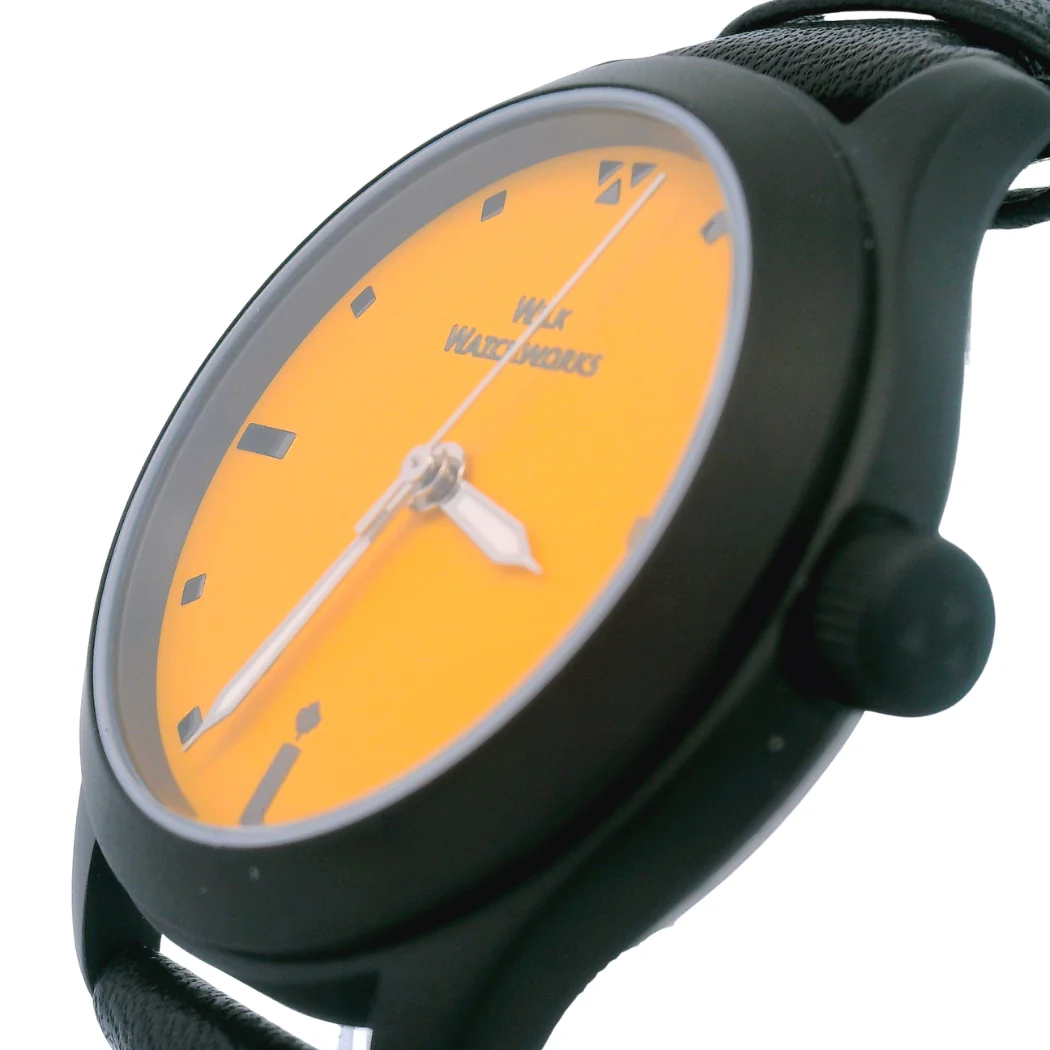 Orange Matte Black Leather Mechanical Watch - Image 4