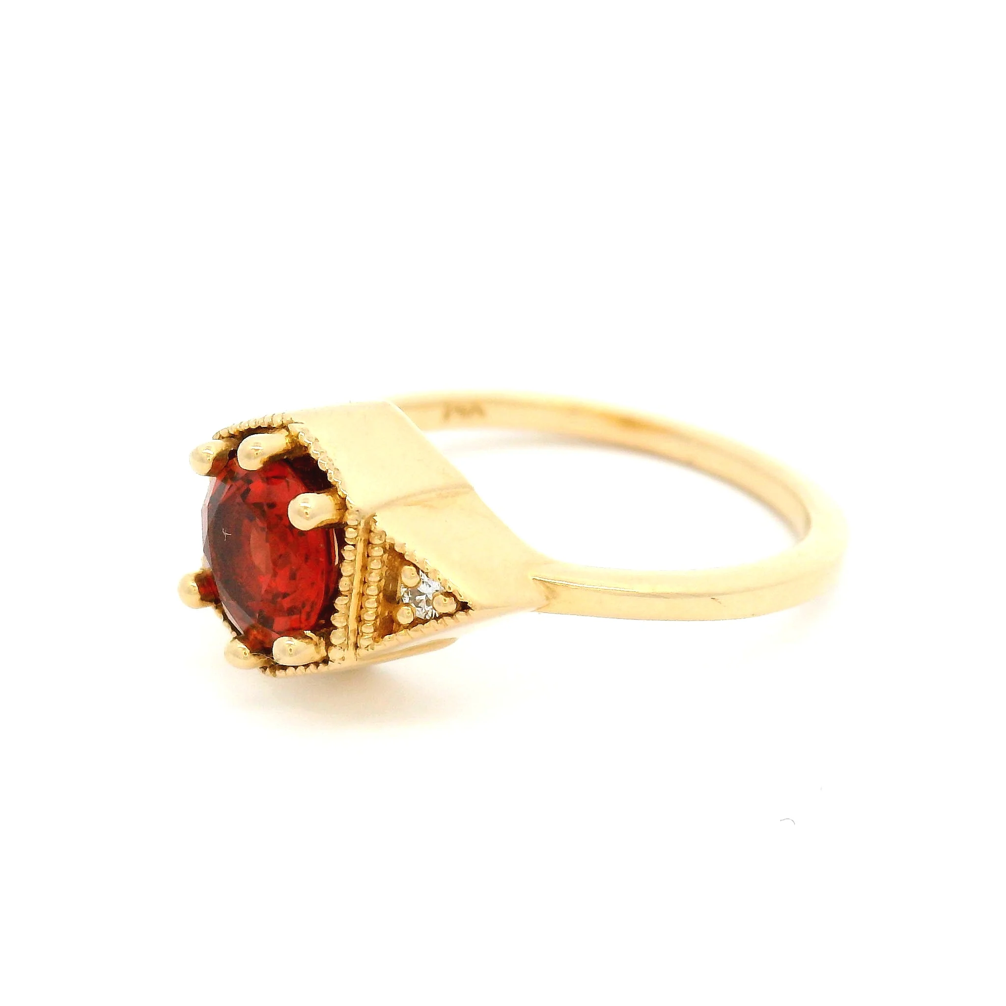 Bella - 14k Yellow Ring with 1.05ct Orange Sapphire and Accent Diamonds - Image 2