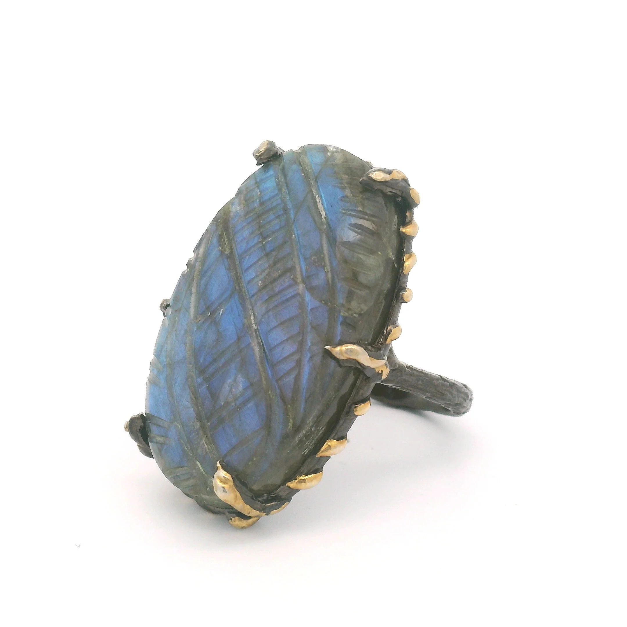 Organic Hand-Sculpted Labradorite Cocktail Ring - Image 2