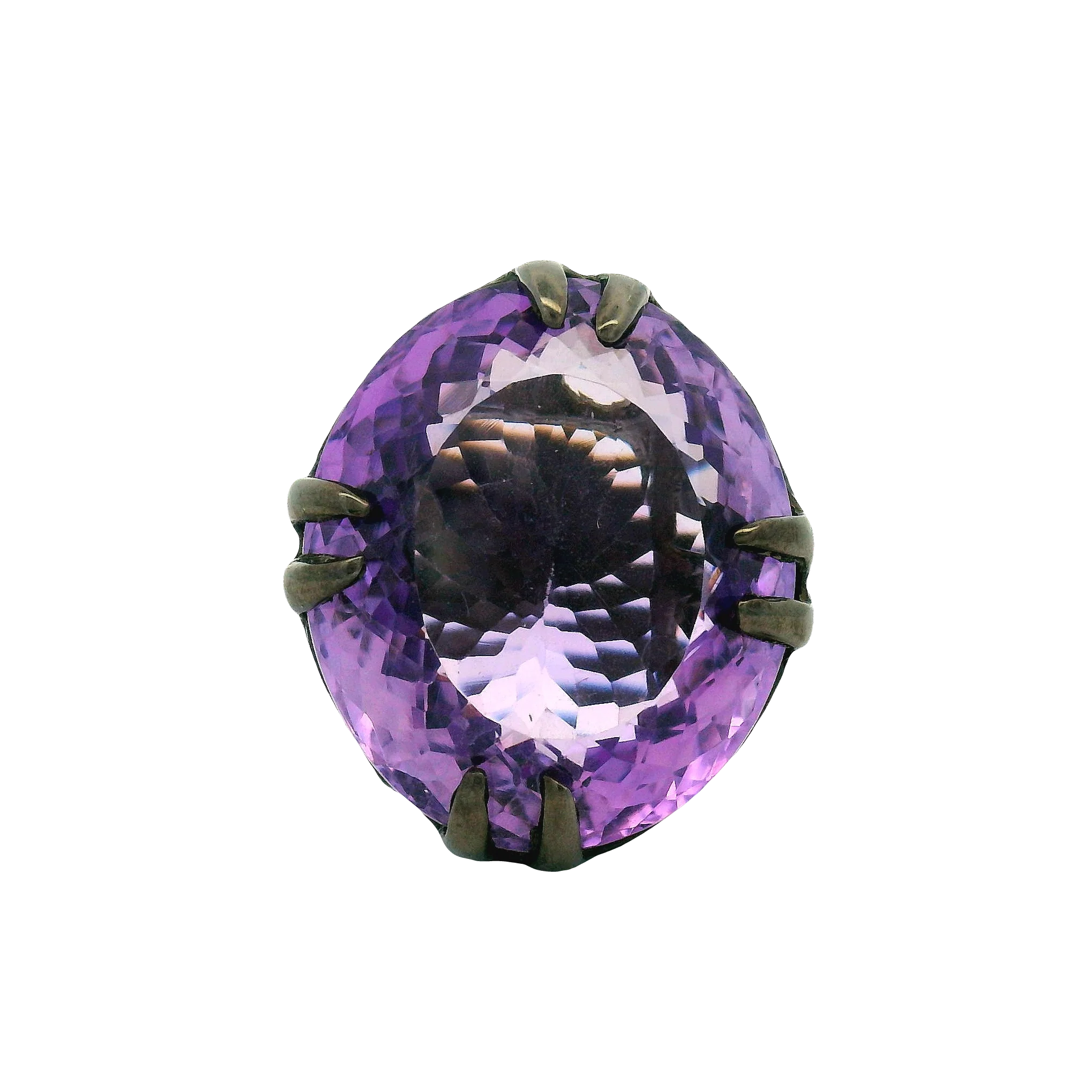 Oval Brilliant Amethyst Silver Cocktail Ring