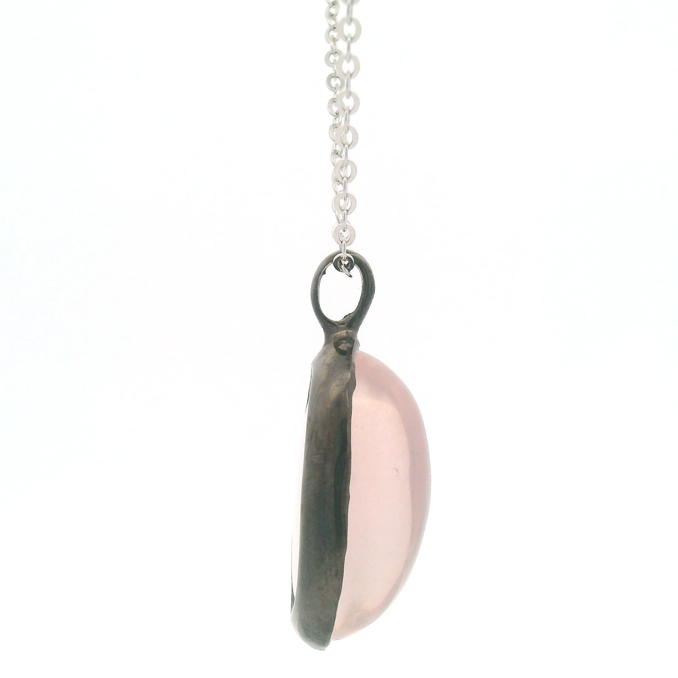 Oval Rose Quartz Cabochon Pendant - Image 3