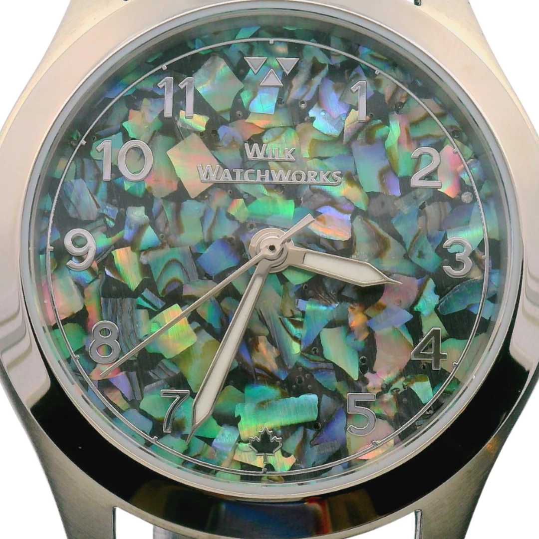 Paua Flakes Black Leather Mechanical Watch - Image 3