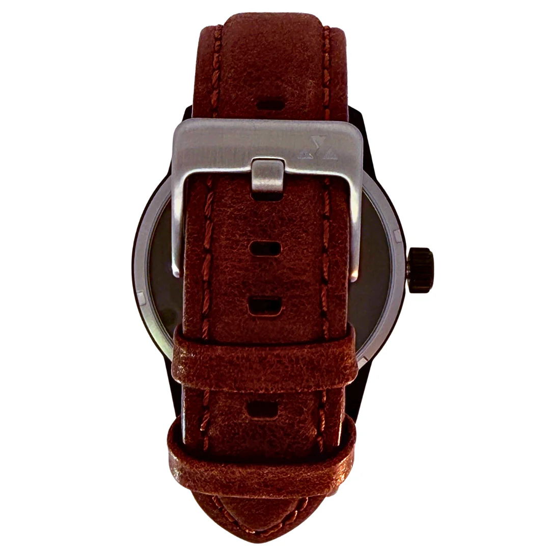 Paua Shell Brown Leather Mechanical Watch - Image 6