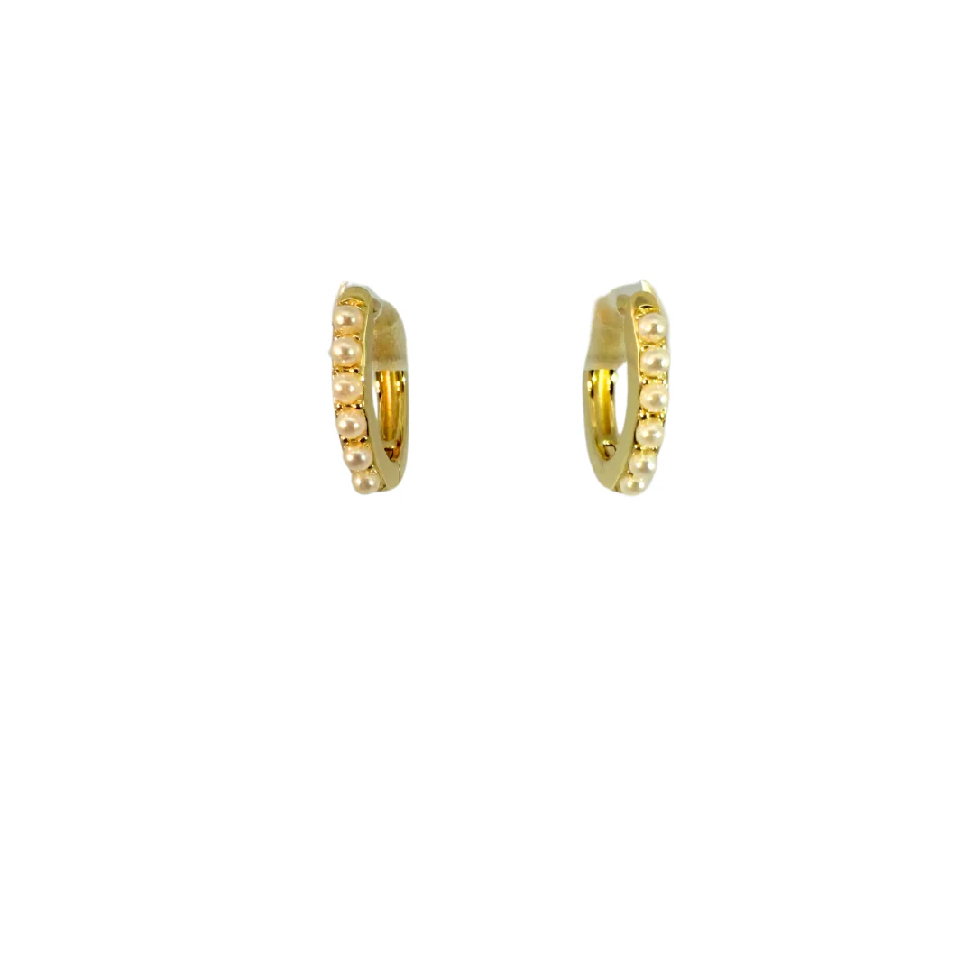 Pearl Huggy Hoop Earrings