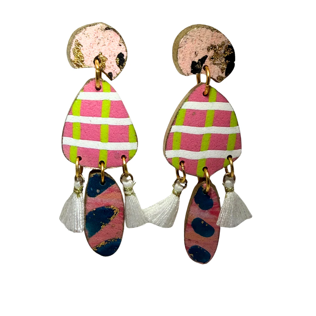 Pink and White Shimmer Earrings