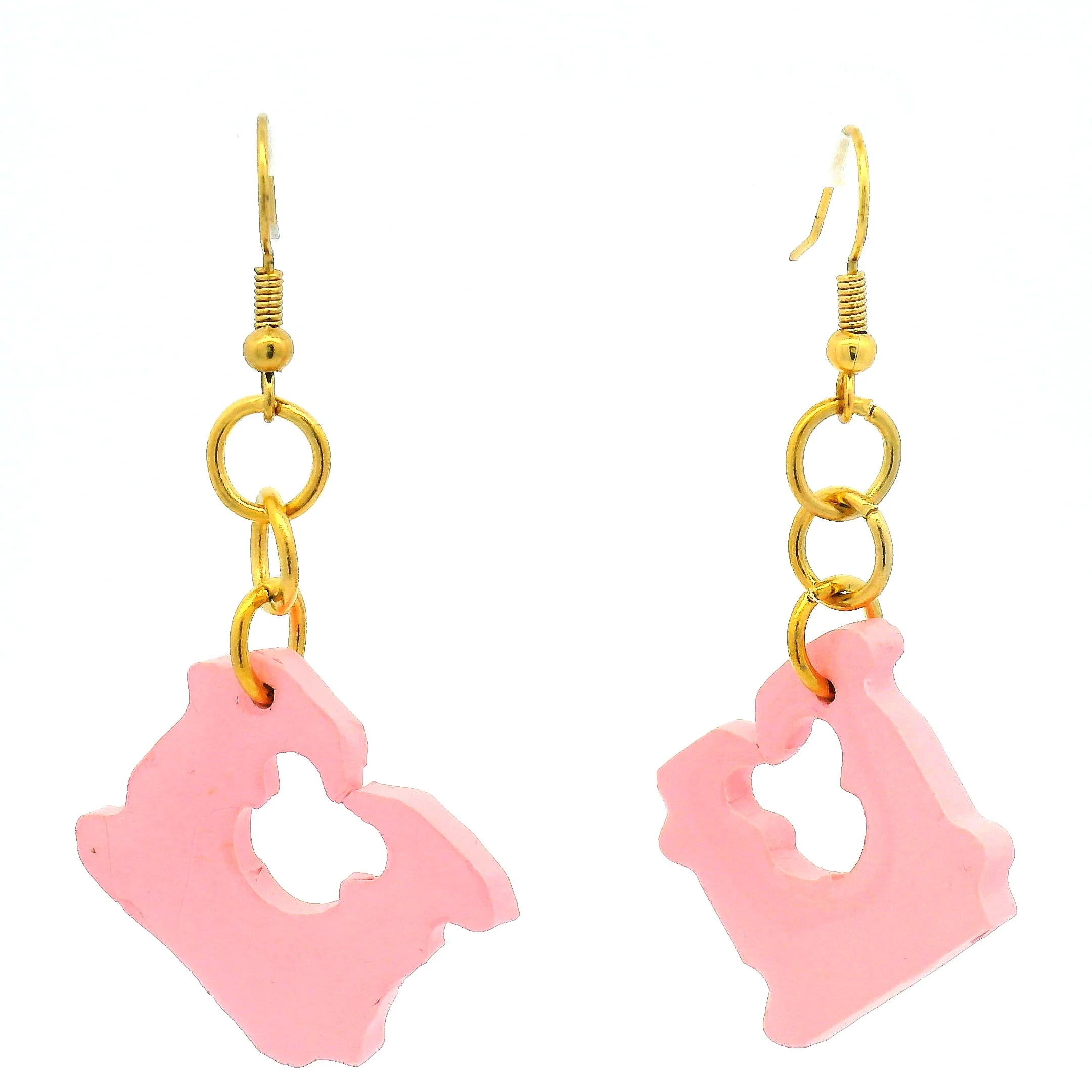 Handmade Pink Bread Tab Earrings