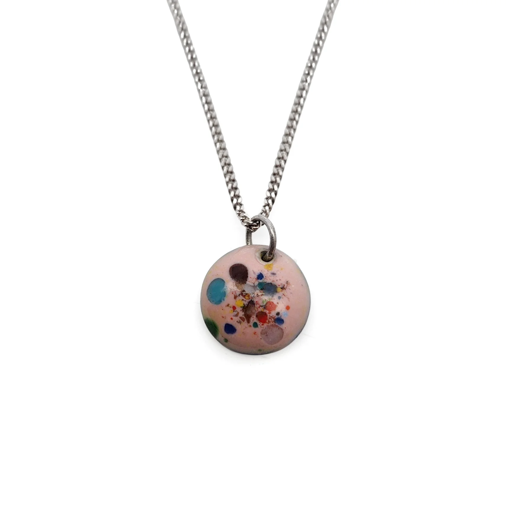 Pink Enamel Confetti Necklace - Image 3