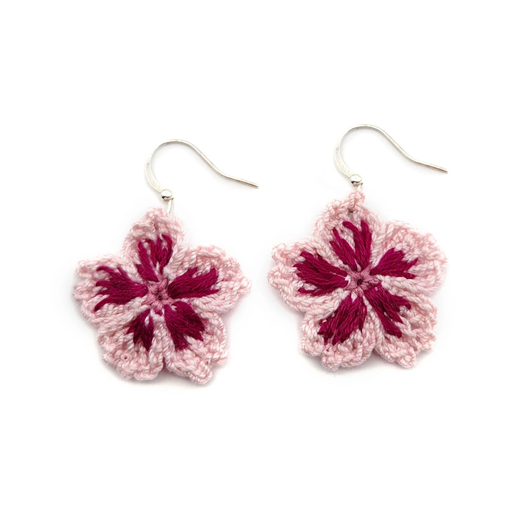 Pink Sakura Blossom Embroidery Earrings