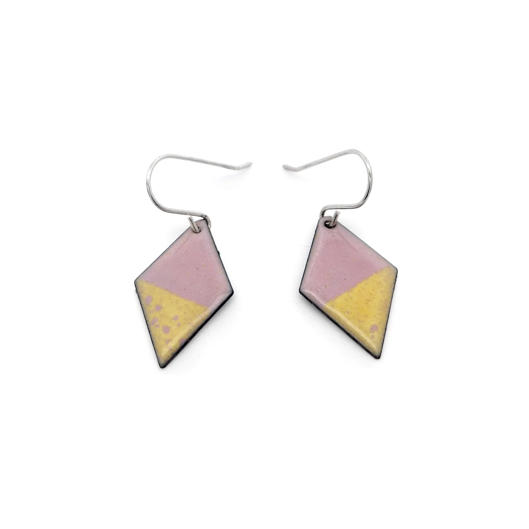 Pink & Yellow Diamond-Shape Enamel Earrings