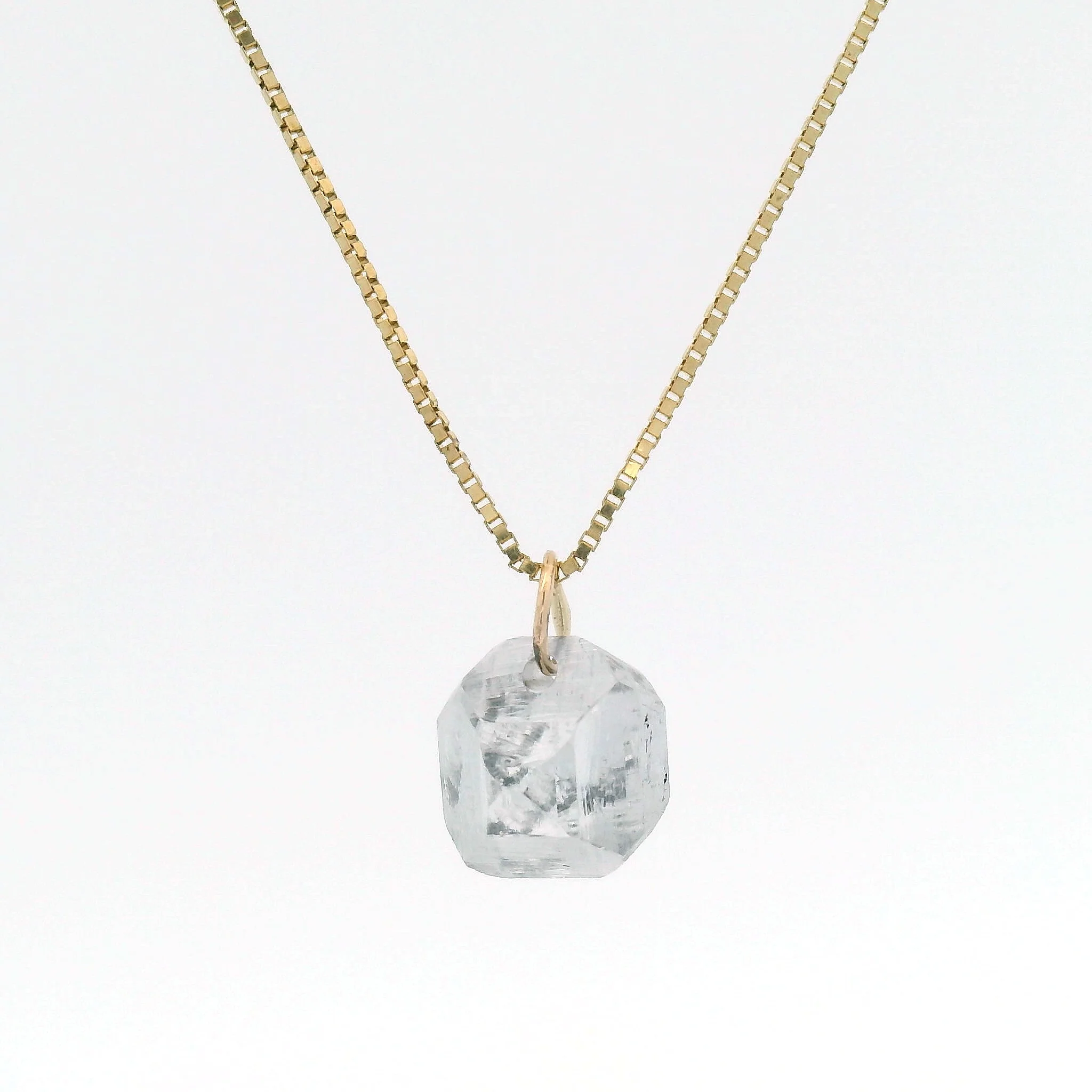 1.87ct Lab-Grown Rough Diamond Pendant Box Chain Necklace