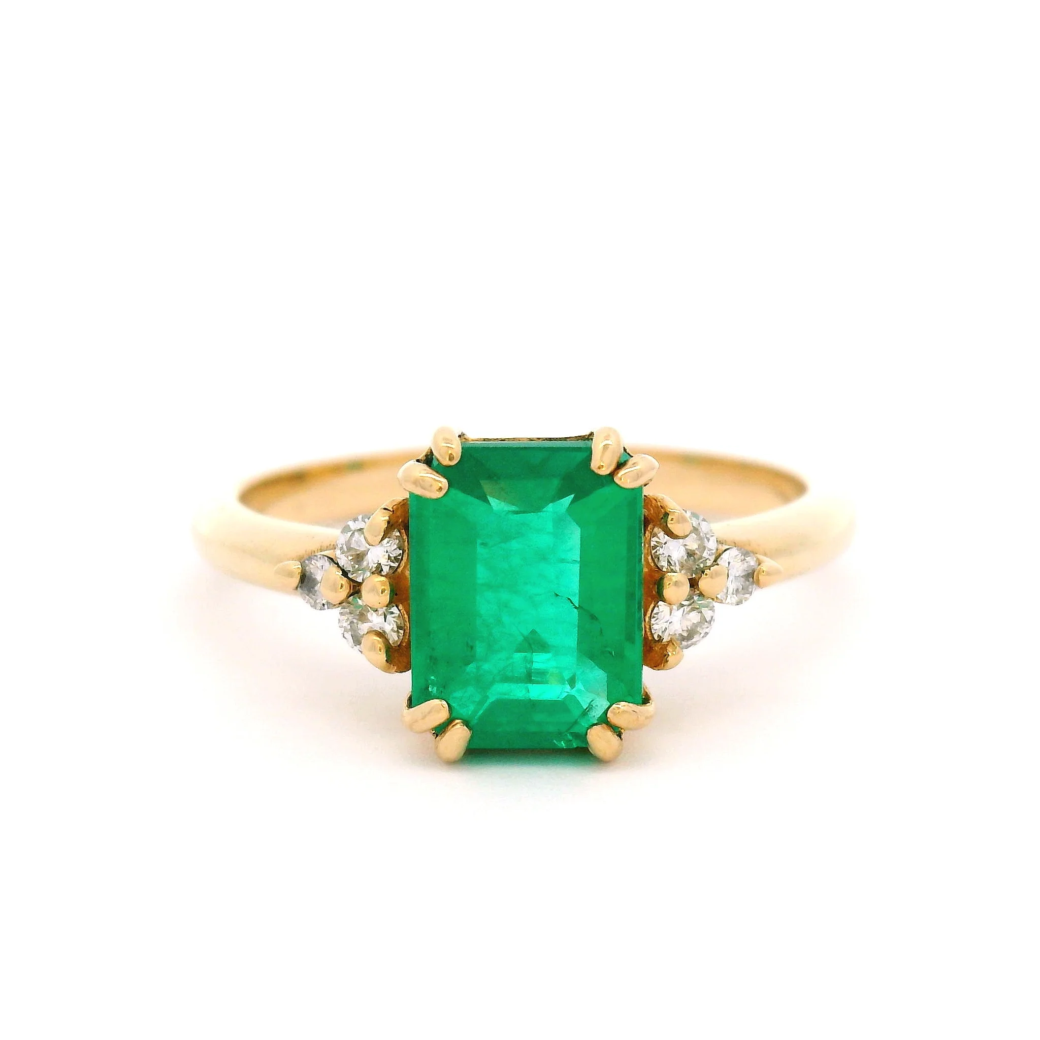 Oliva - 14k Yellow Engagement Ring with 1.25ct Lab-Grown Emerald and Accent Diamonds