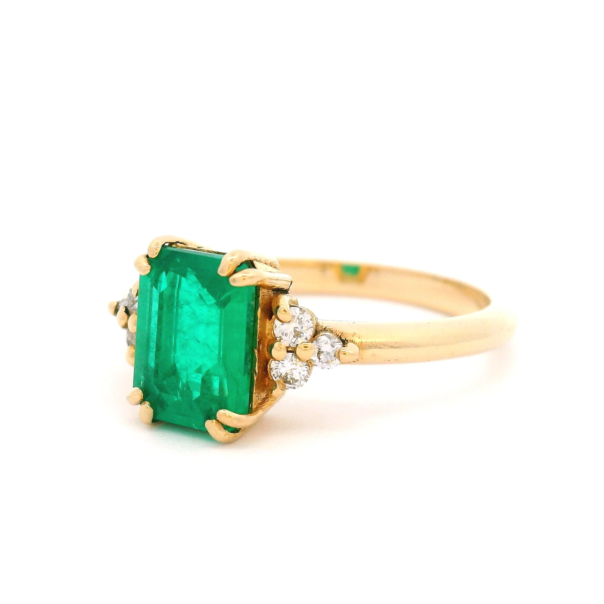 Oliva - 14k Yellow Engagement Ring with 1.25ct Lab-Grown Emerald and Accent Diamonds - Image 2