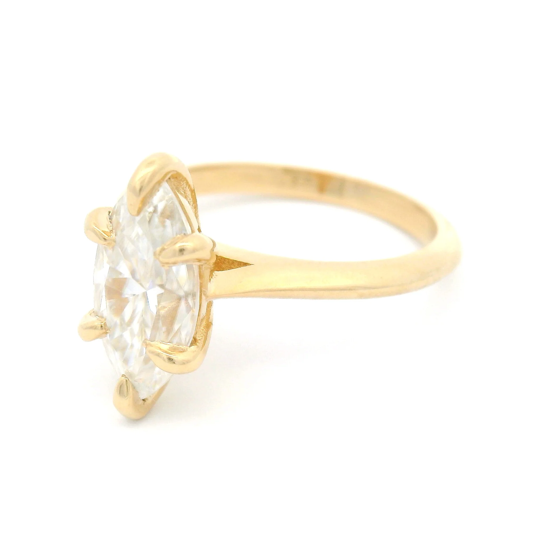 14k Yellow Six-Claw Solitaire with 1.89ct Marquise Moissanite - Image 2
