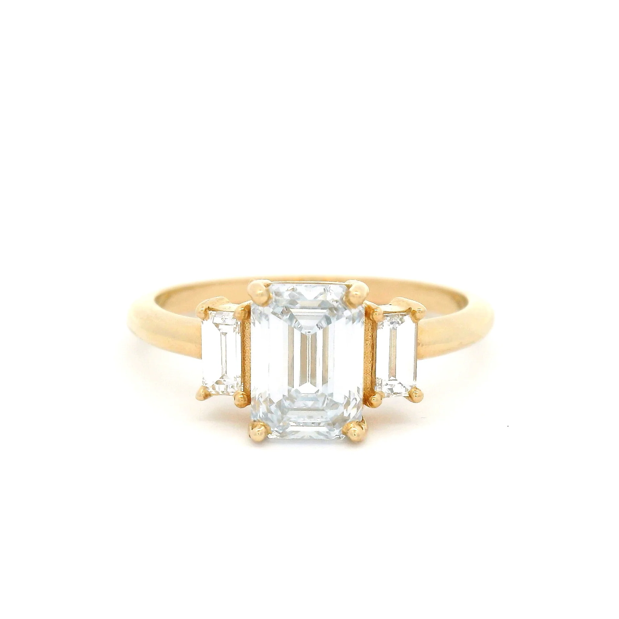 Le Tre Grazie - 14k Yellow Three Stone Engagement Ring with 1.53cts of Lab-Grown Diamonds