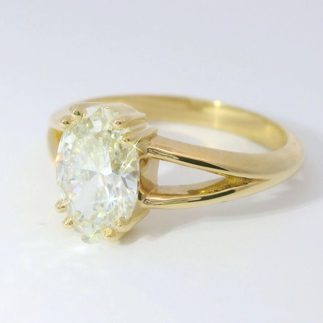 Serena - 14k Yellow 1.45ct Oval Lab-Grown Diamond Split-Shank Engagement Ring - Image 3