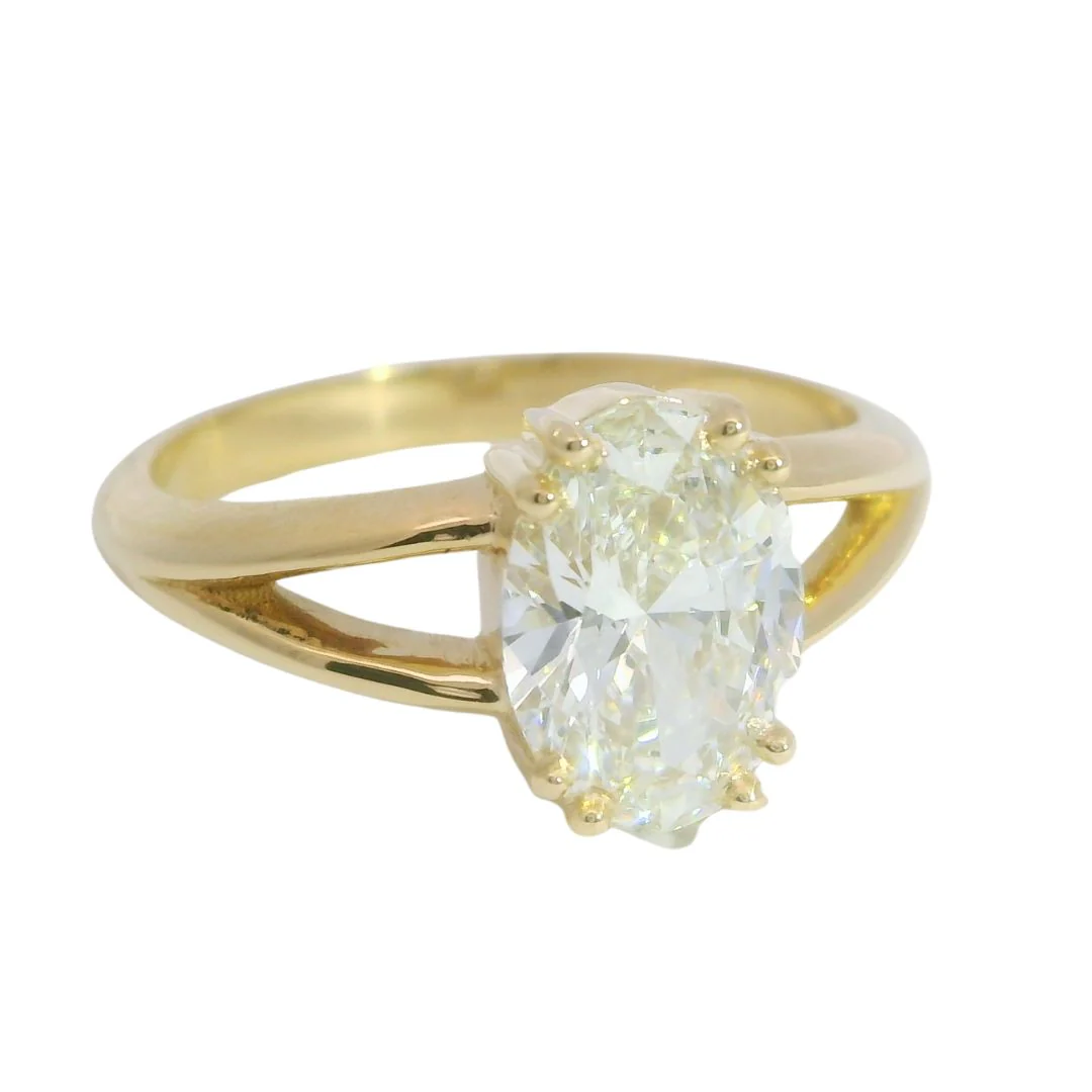 Serena - 14k Yellow 1.45ct Oval Lab-Grown Diamond Split-Shank Engagement Ring - Image 4