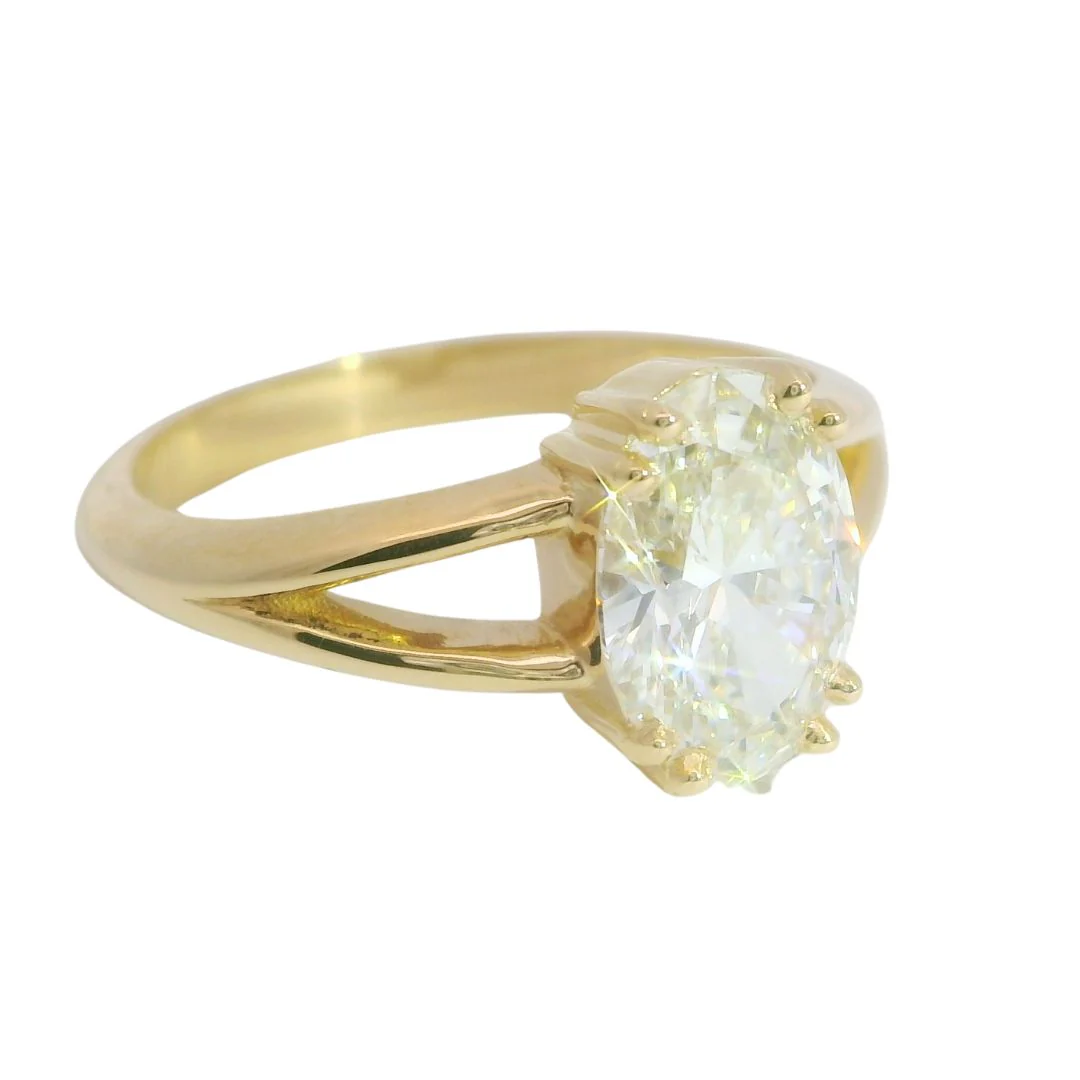 Serena - 14k Yellow 1.45ct Oval Lab-Grown Diamond Split-Shank Engagement Ring - Image 5