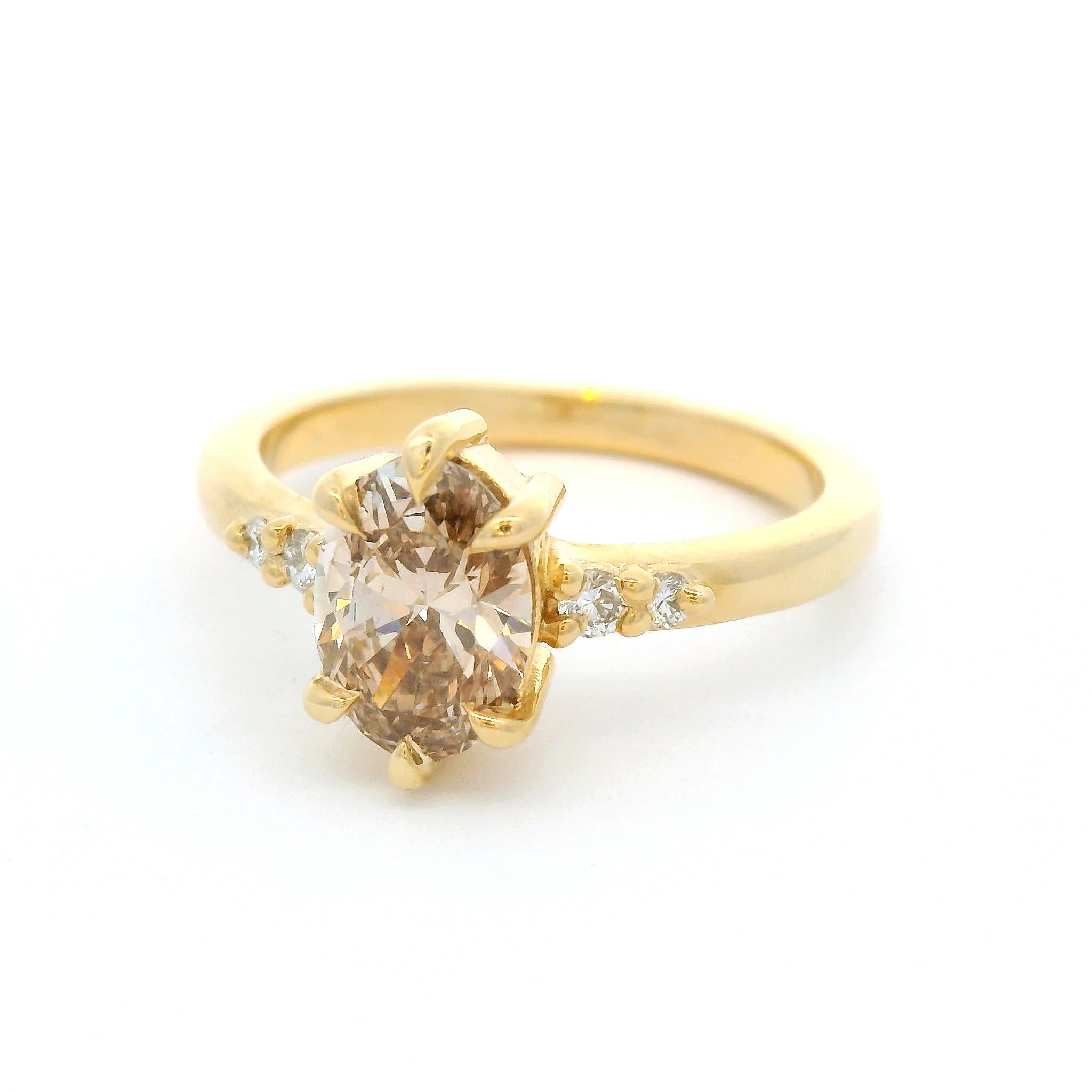 14k Yellow Engagement Ring with 1.05ct Lab-Grown Brown Diamond & Accent Lab Diamonds - Image 2