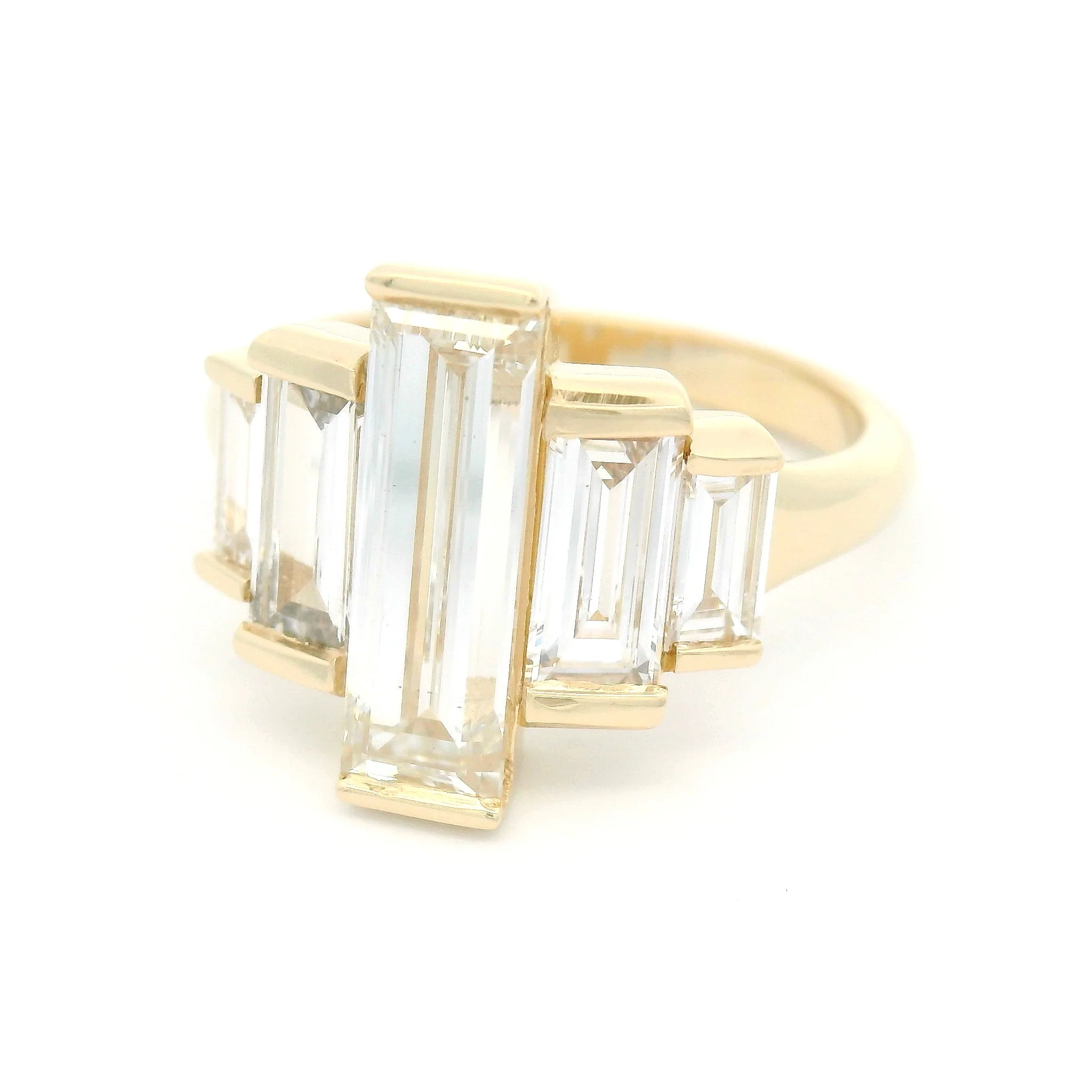 14k Yellow Engagement Ring with 3.18cts of Lab-Grown Baguette Cut Diamonds - Image 2