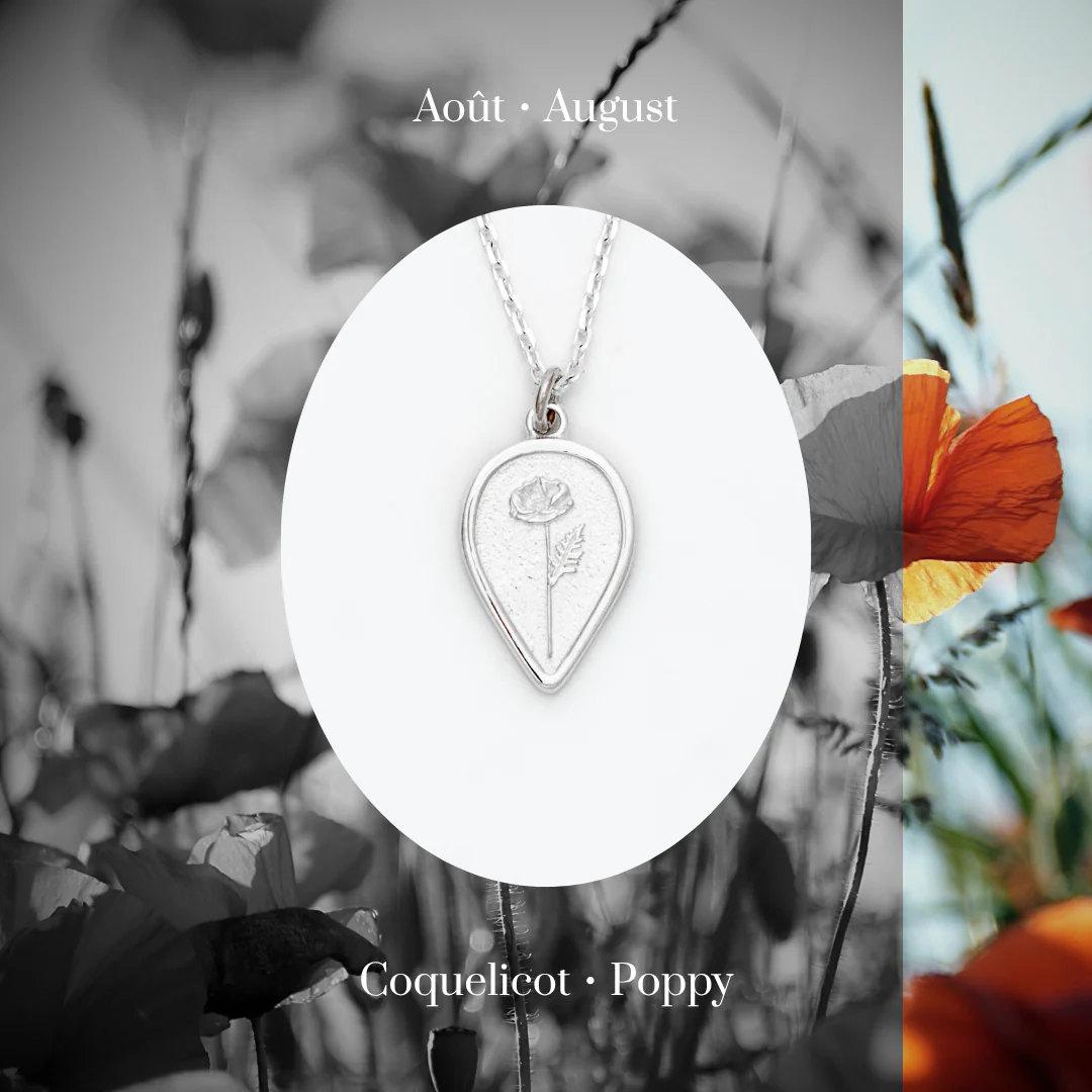 Poppy August Birth Flower Necklace - Image 3