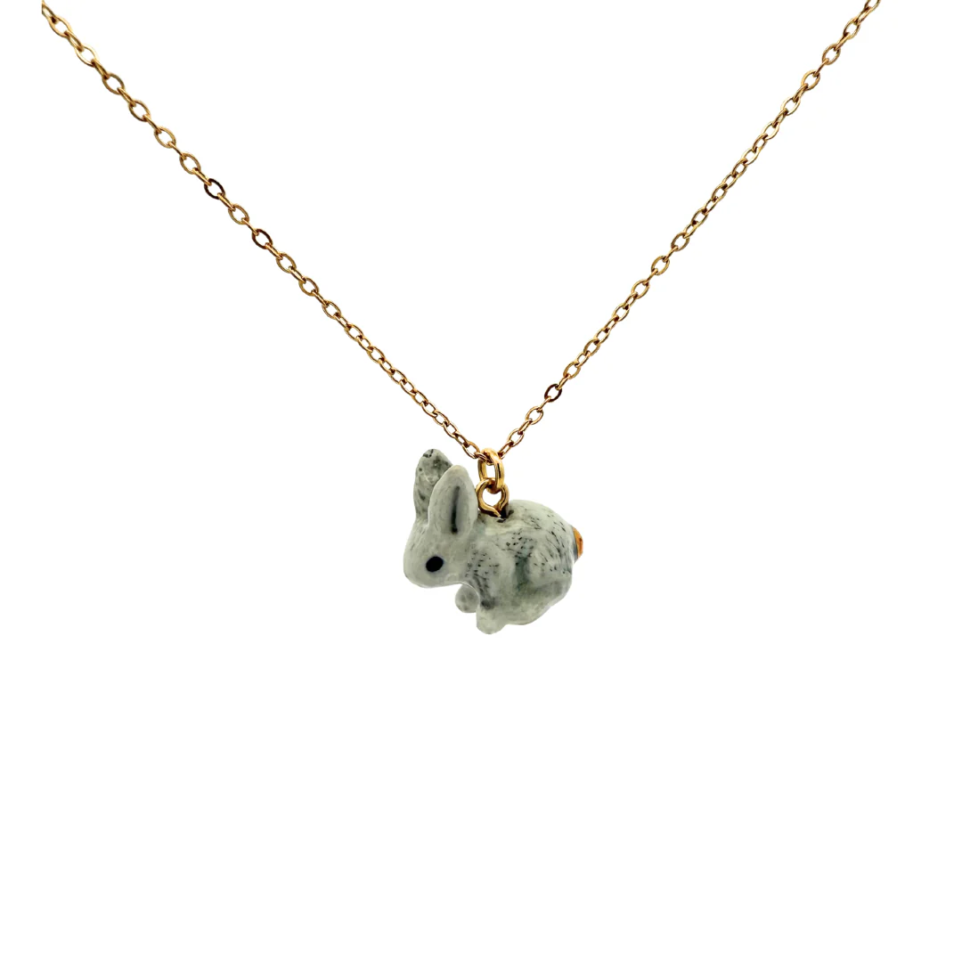 Porcelain Goldentail Rabbit Pendant