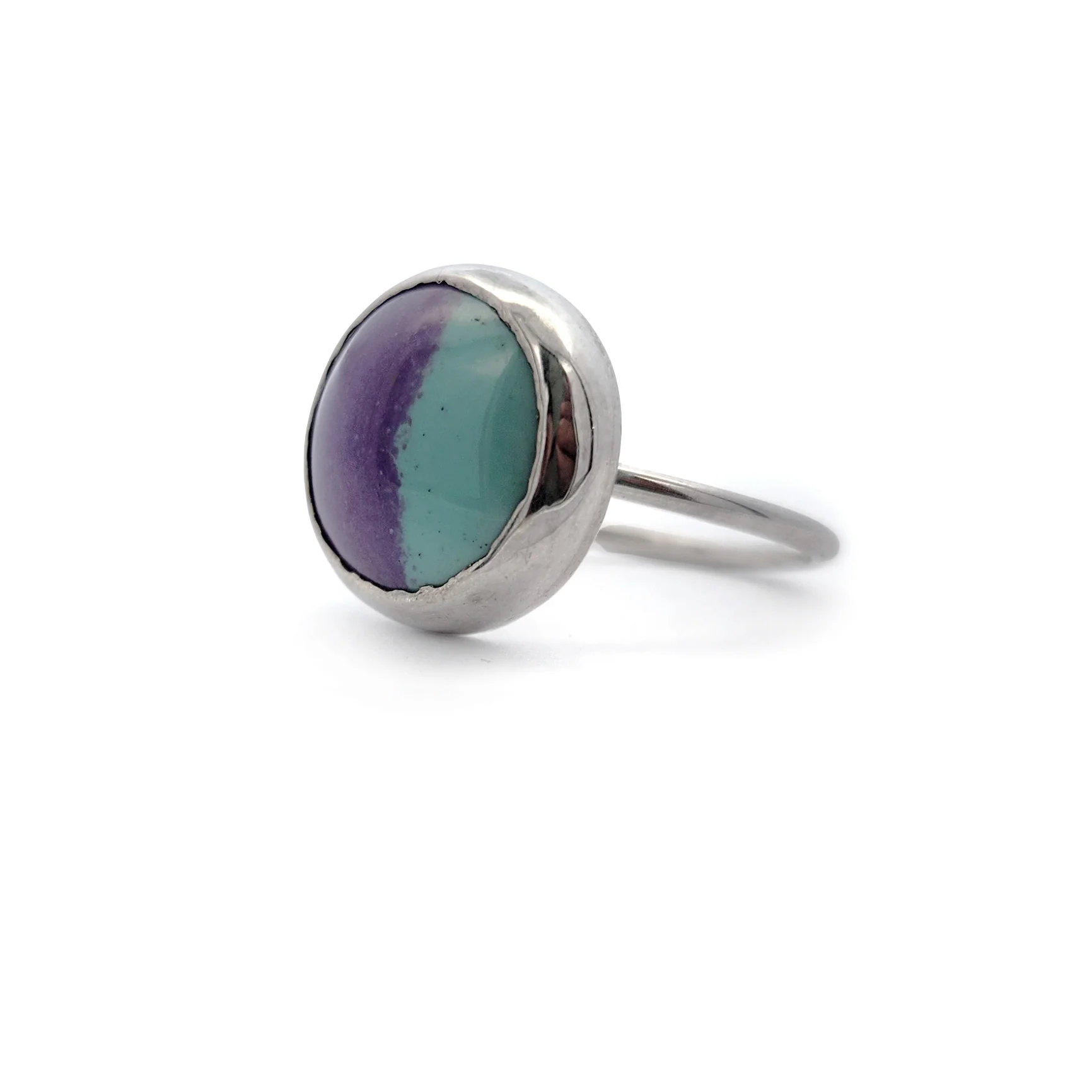 Purple & Aqua Enamel Ring - Image 2