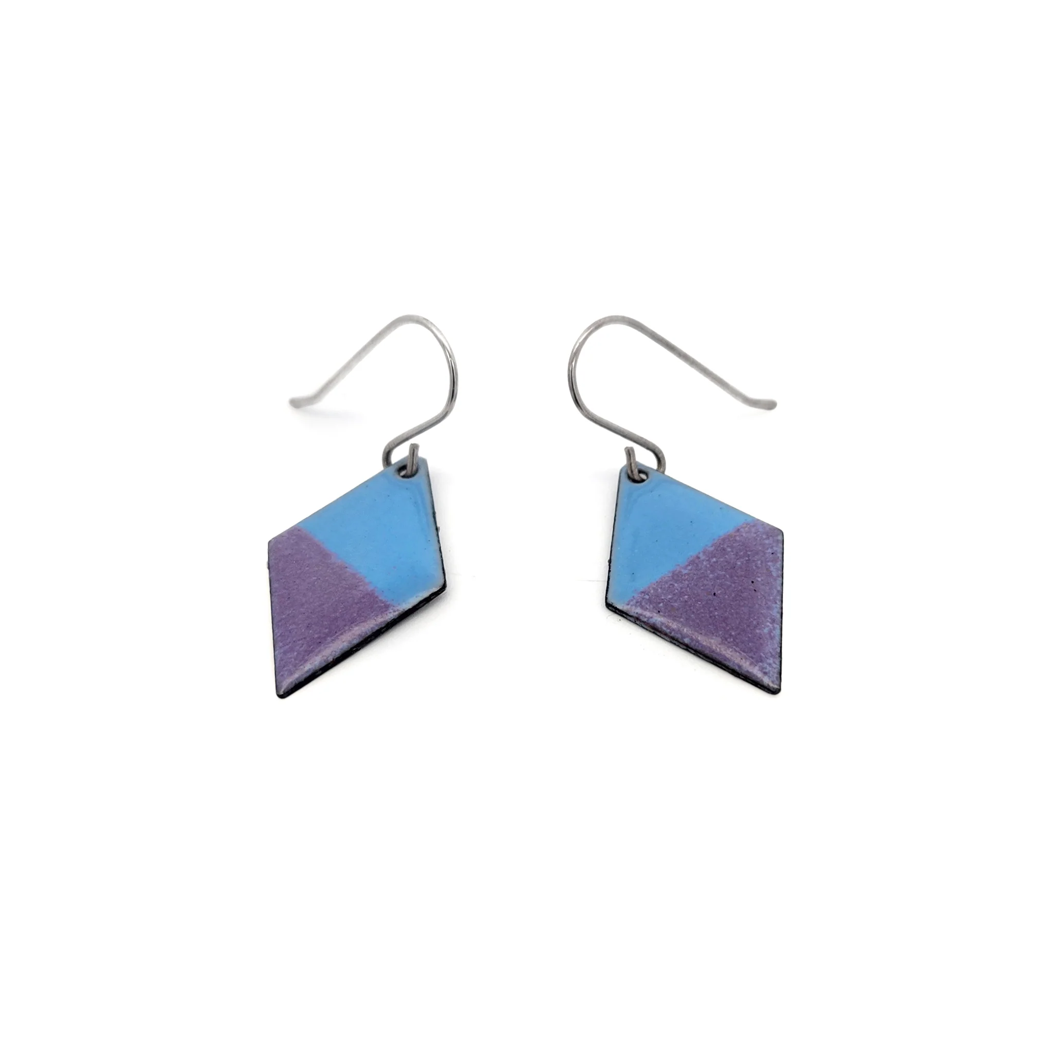 Purple & Blue Diamond-Shape Enamel Earrings