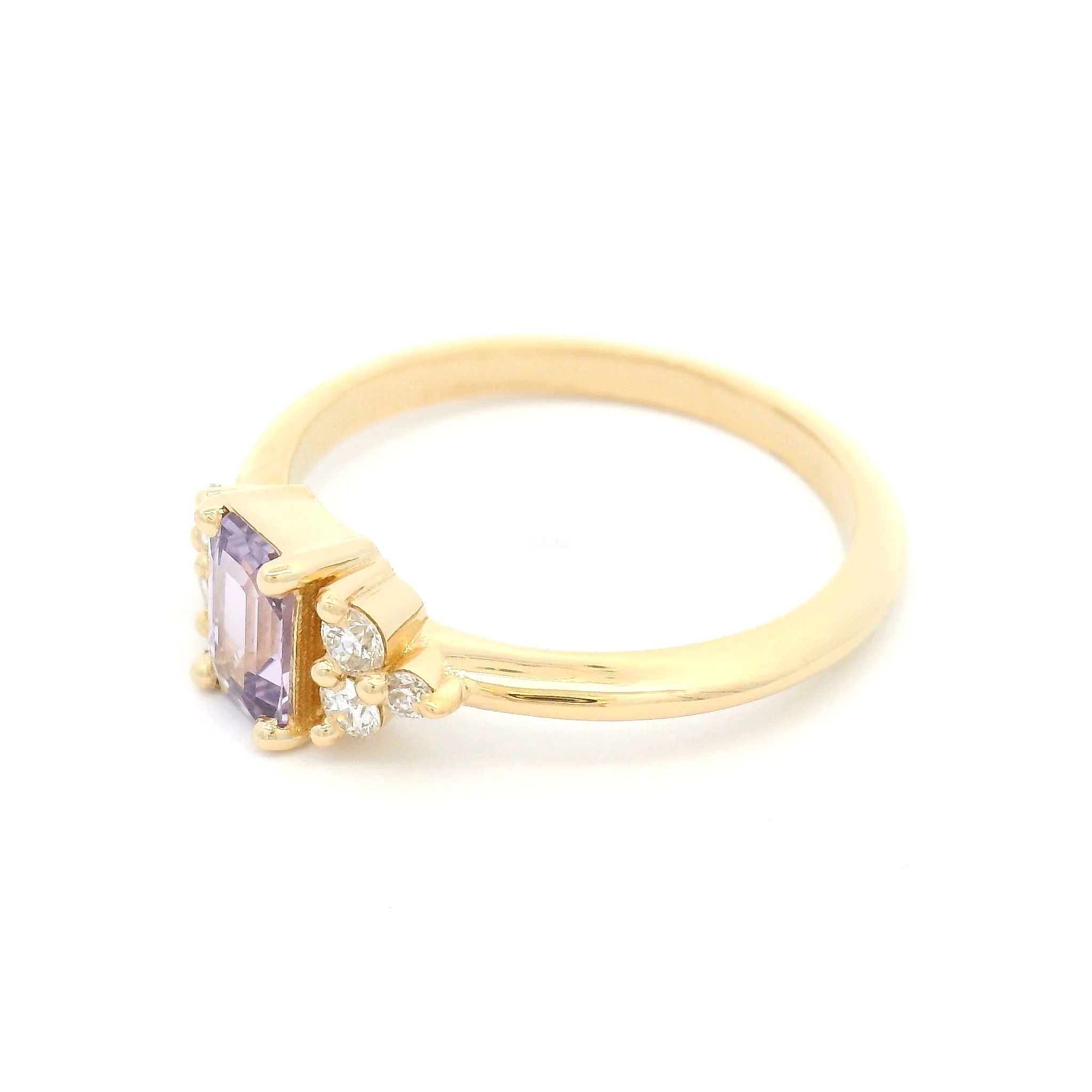 14k Yellow Engagement Ring with Natural 0.67ct Purple Sapphire and Accent Diamonds - Image 3
