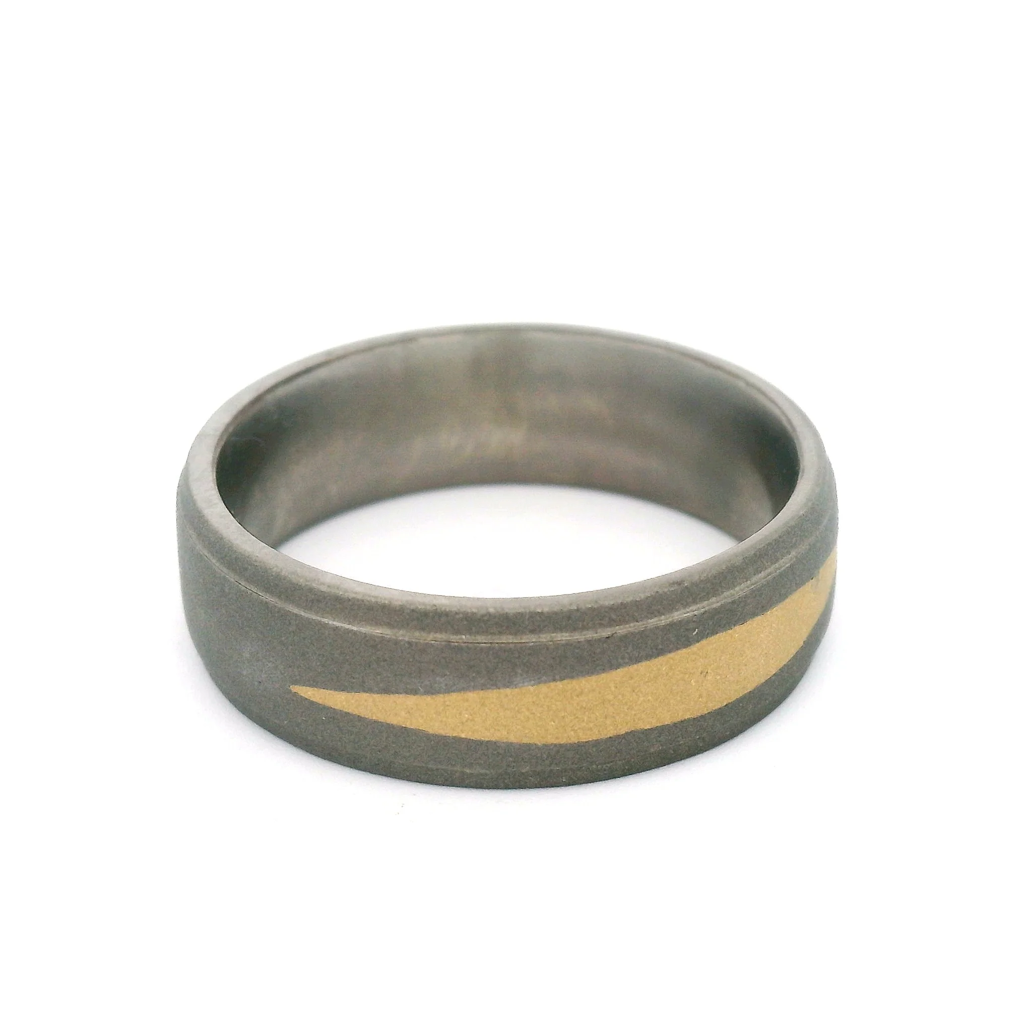 Titanium 7mm Wide Stepped Band with 18k Yellow Inlay - Image 2