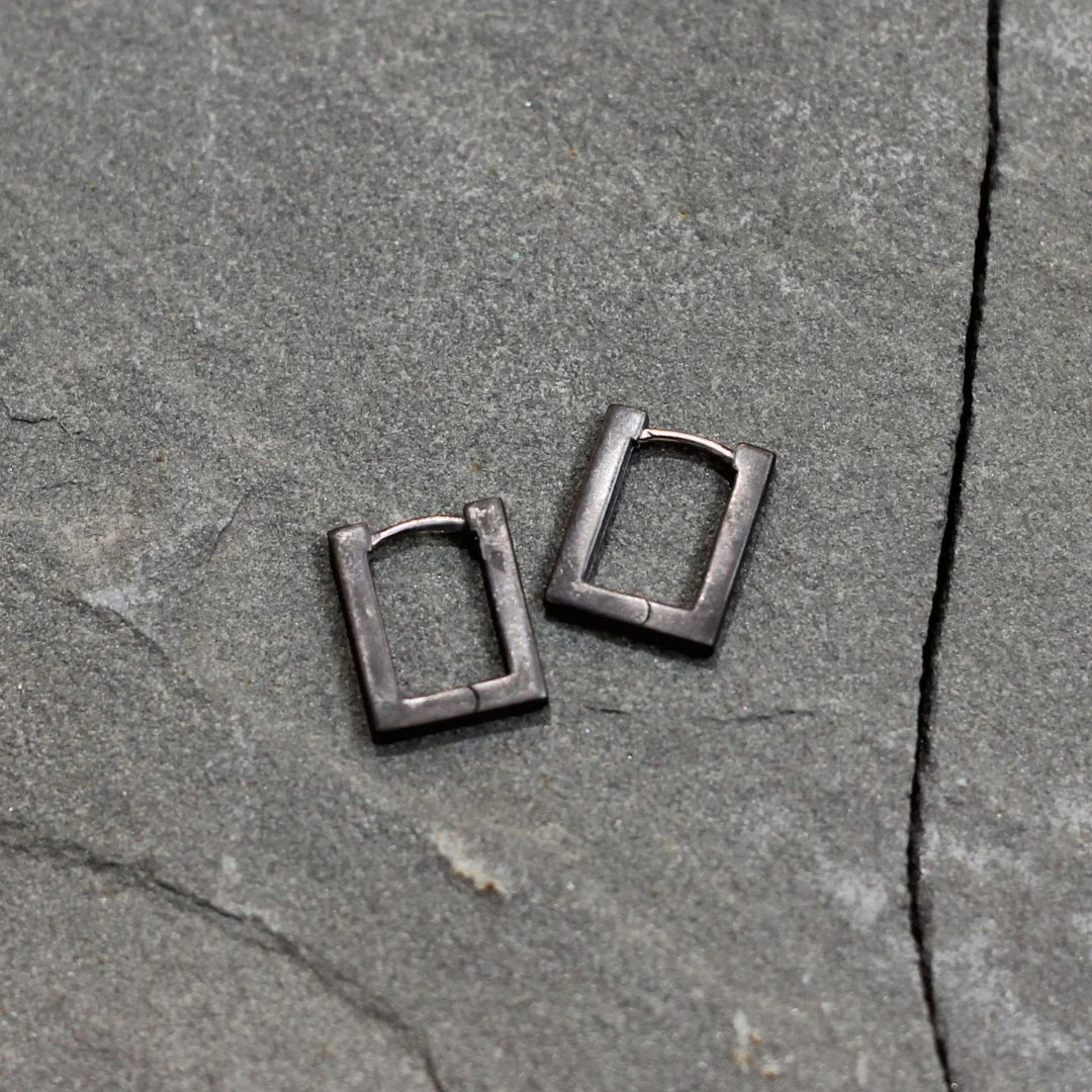 Rectangle Huggie Earrings - Image 3