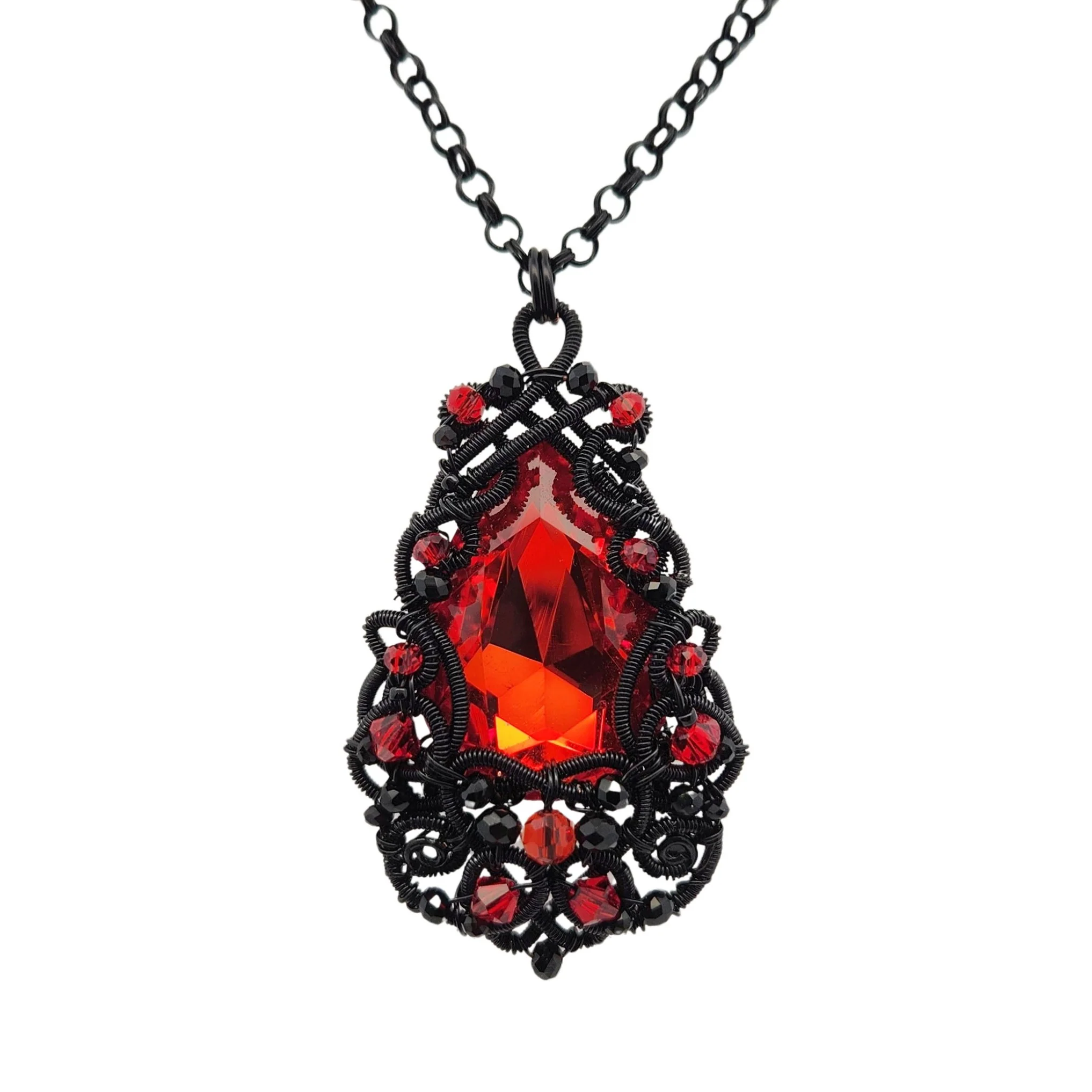 Red & Black Wire Necklace