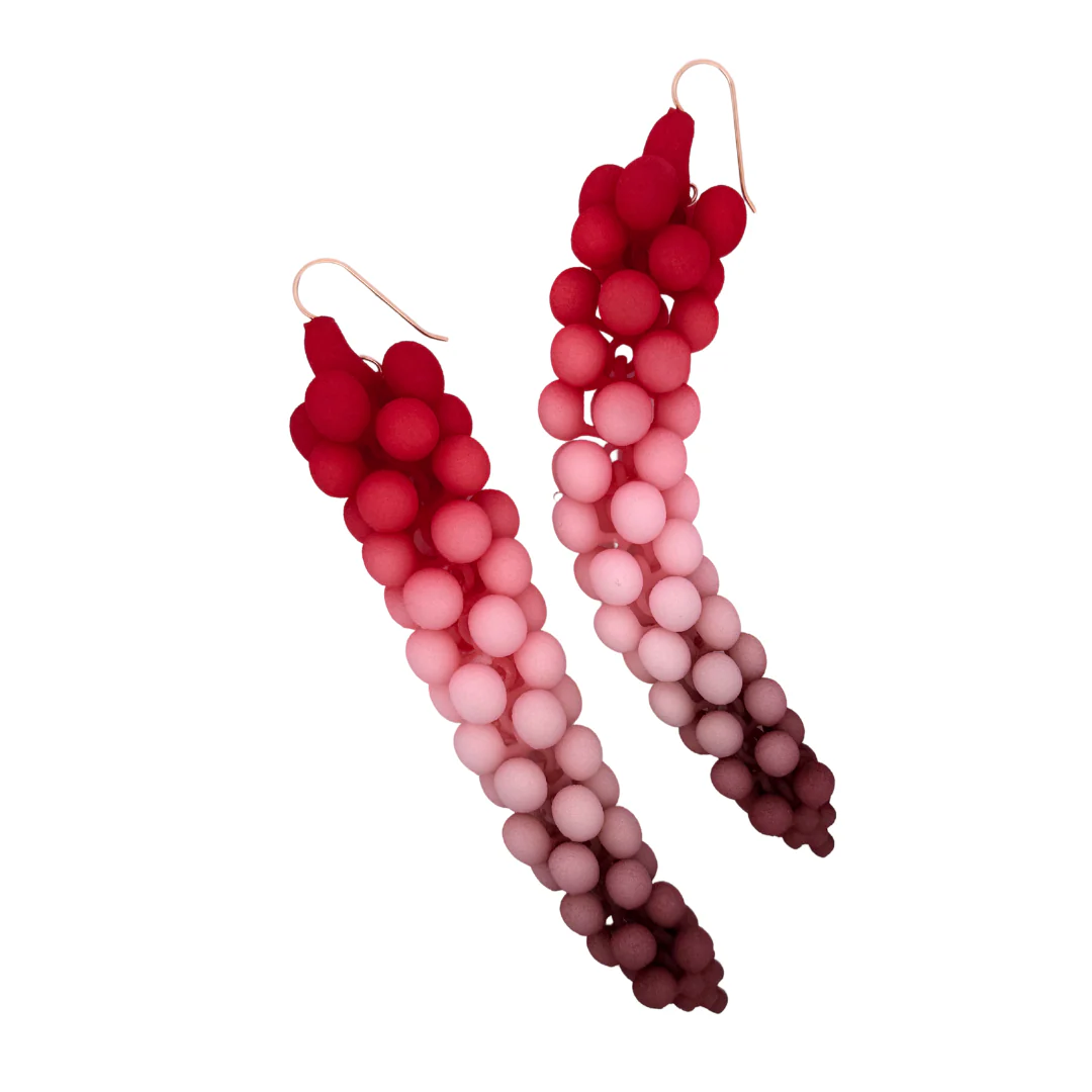 Red & Brown Big Bubble Earrings