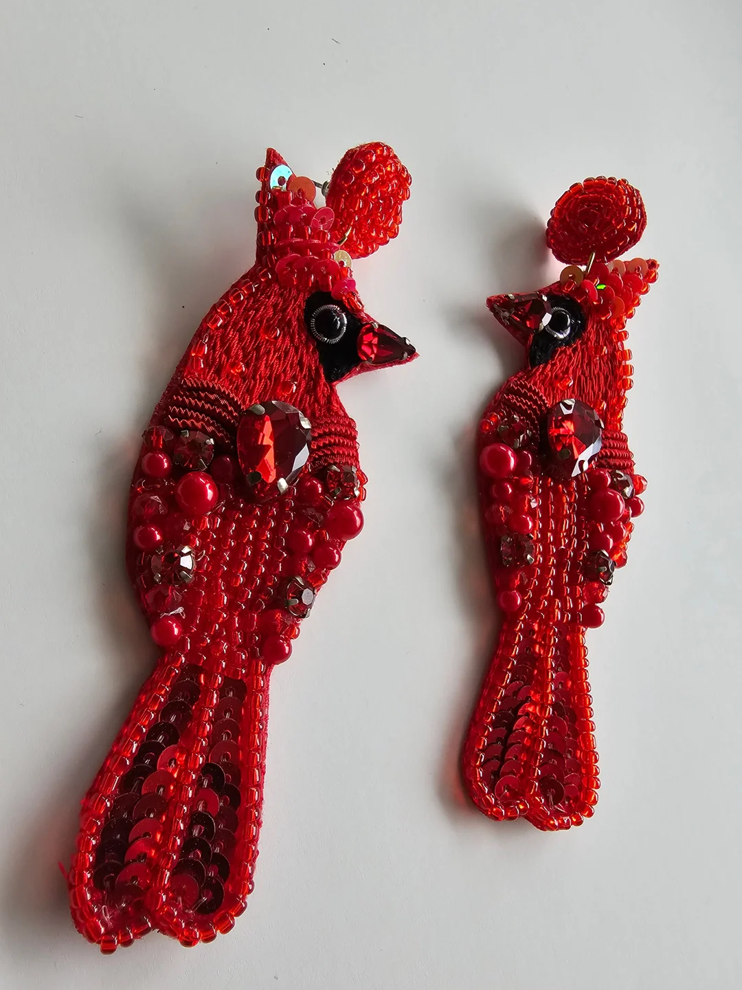 Red Cardinal Bird Earrings - Image 3
