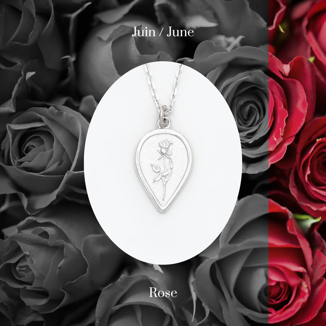 Rose June Birth Flower Necklace - Image 3