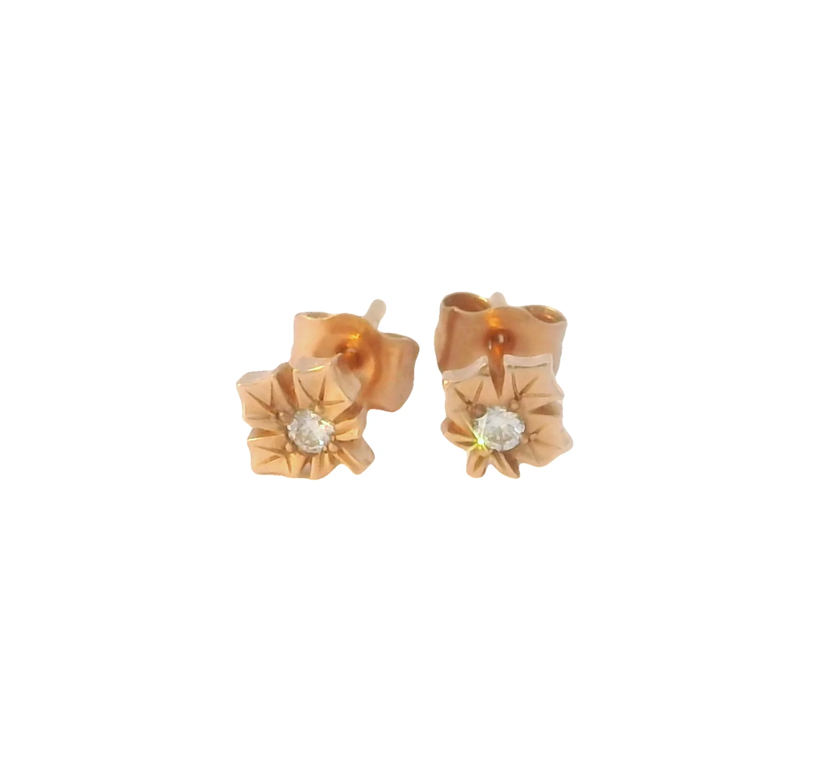 Rose Gold & Diamond Maple Leaf Studs - Image 2