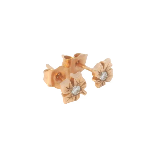 Rose Gold & Diamond Maple Leaf Studs - Image 3