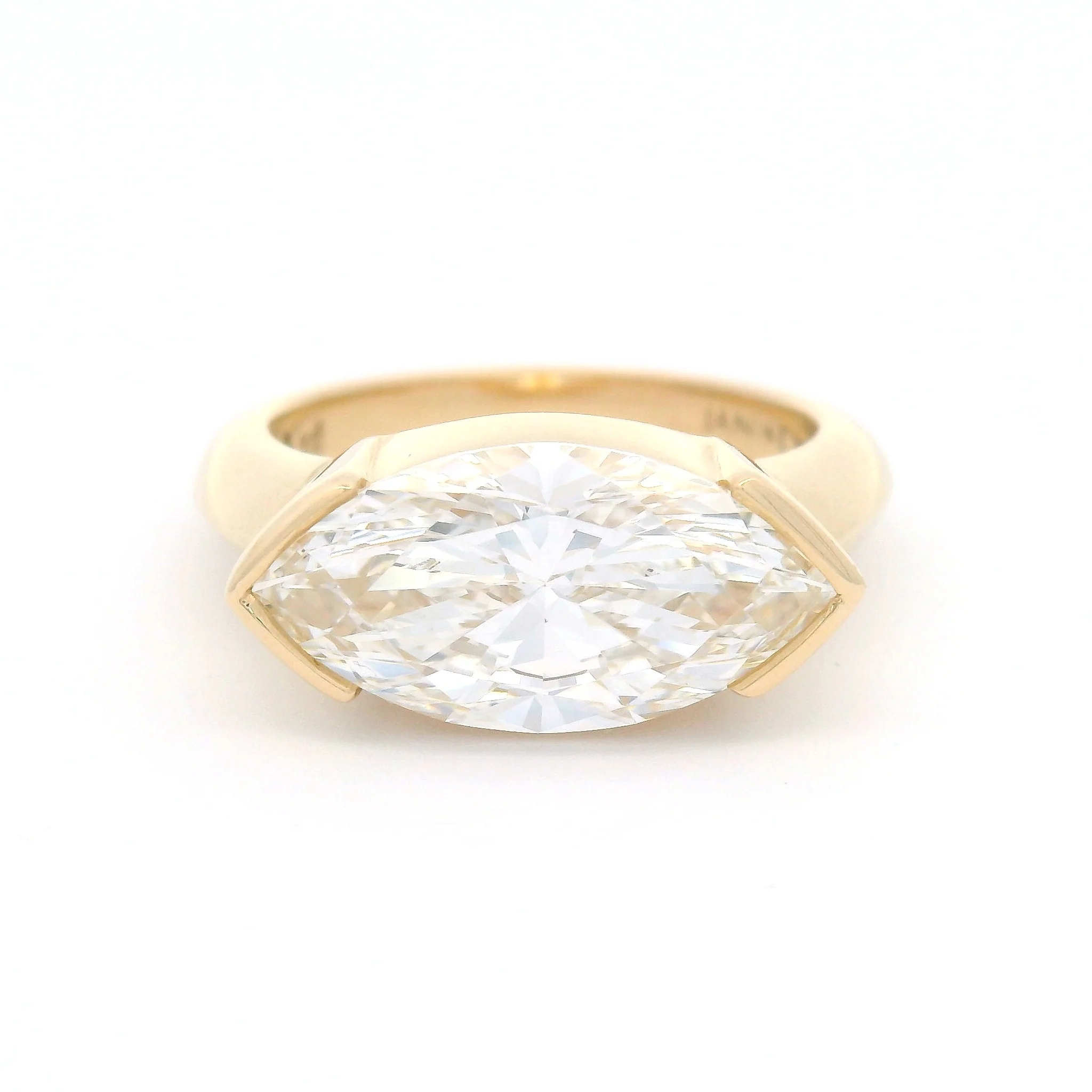 14k Yellow Solitaire with 3.1ct Lab-Grown Marquise Diamond