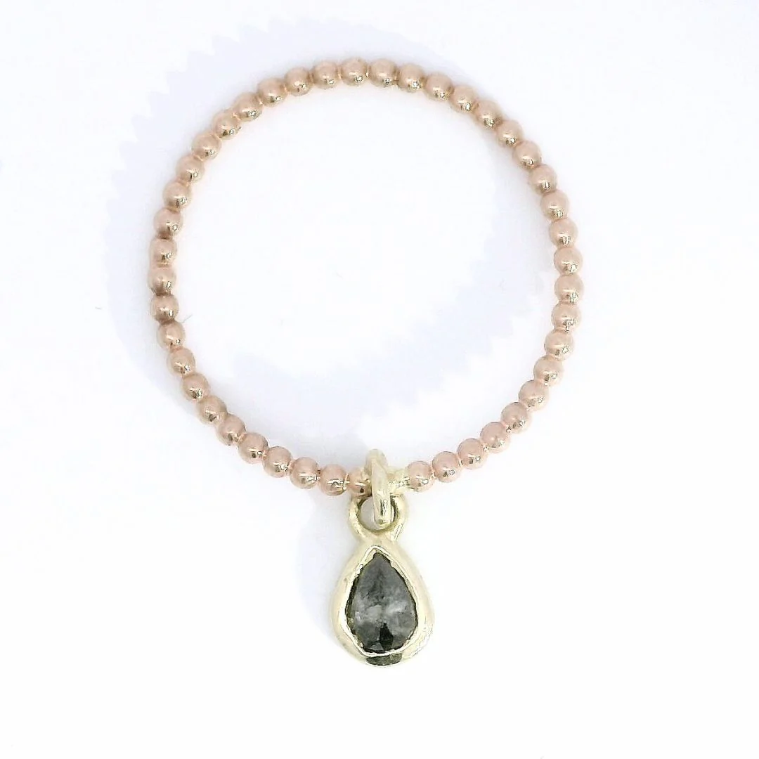 Salt & Pepper Diamond Gold Charm Ring - Image 5